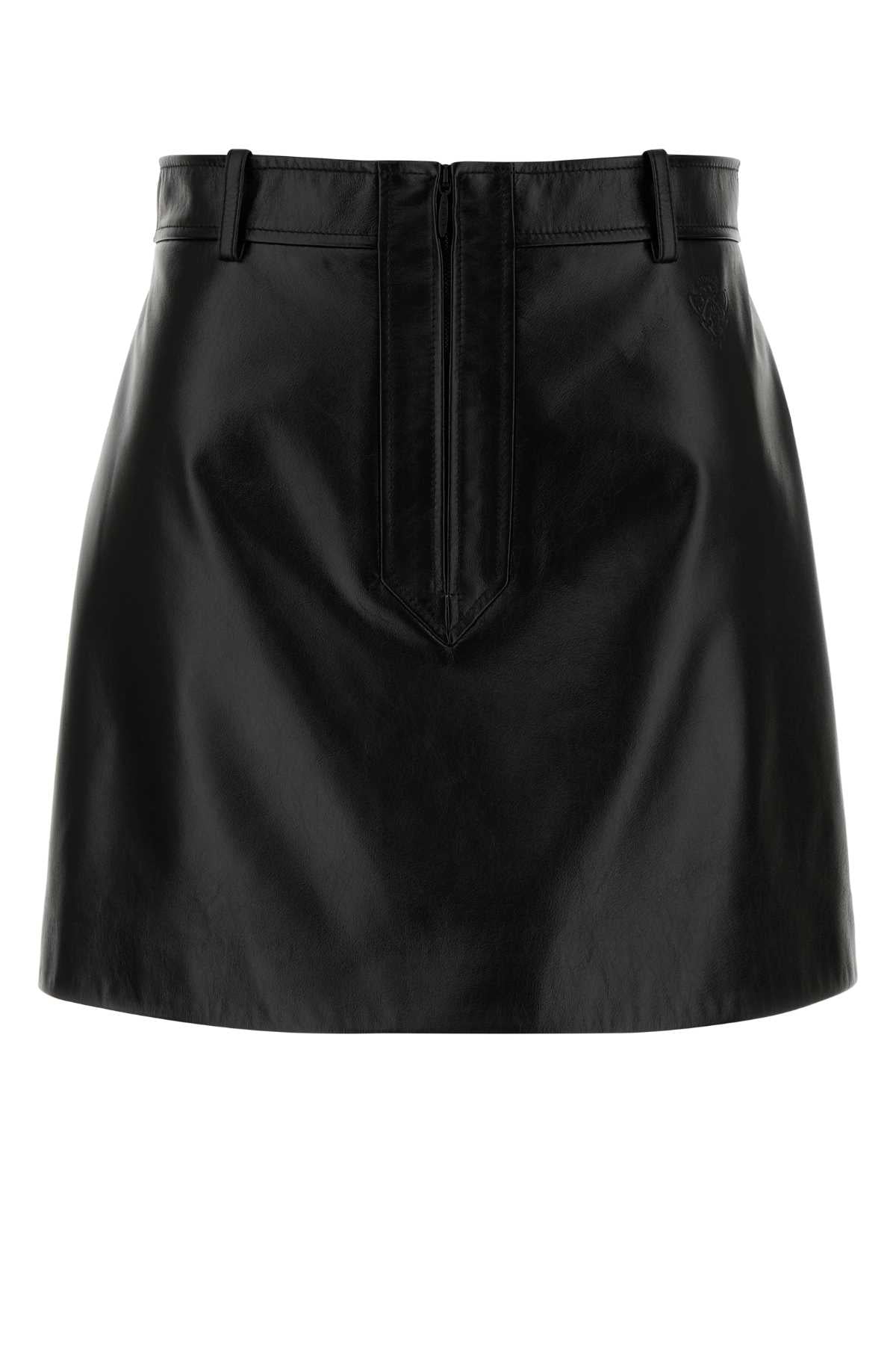 Gucci Women Black Leather Mini Skirt GUCCI