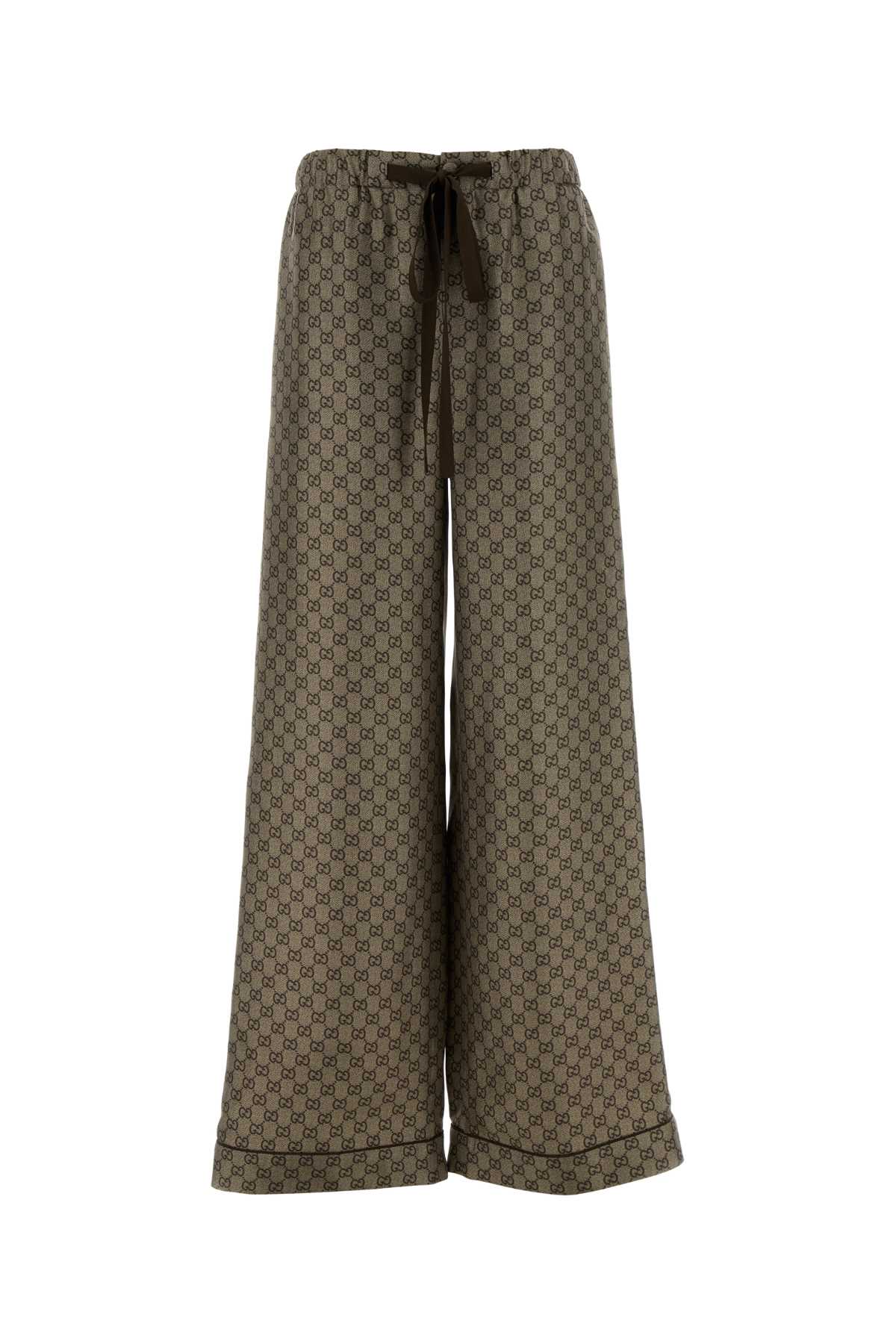 Gucci Women Printed Twill Wide-Leg Pant GUCCI