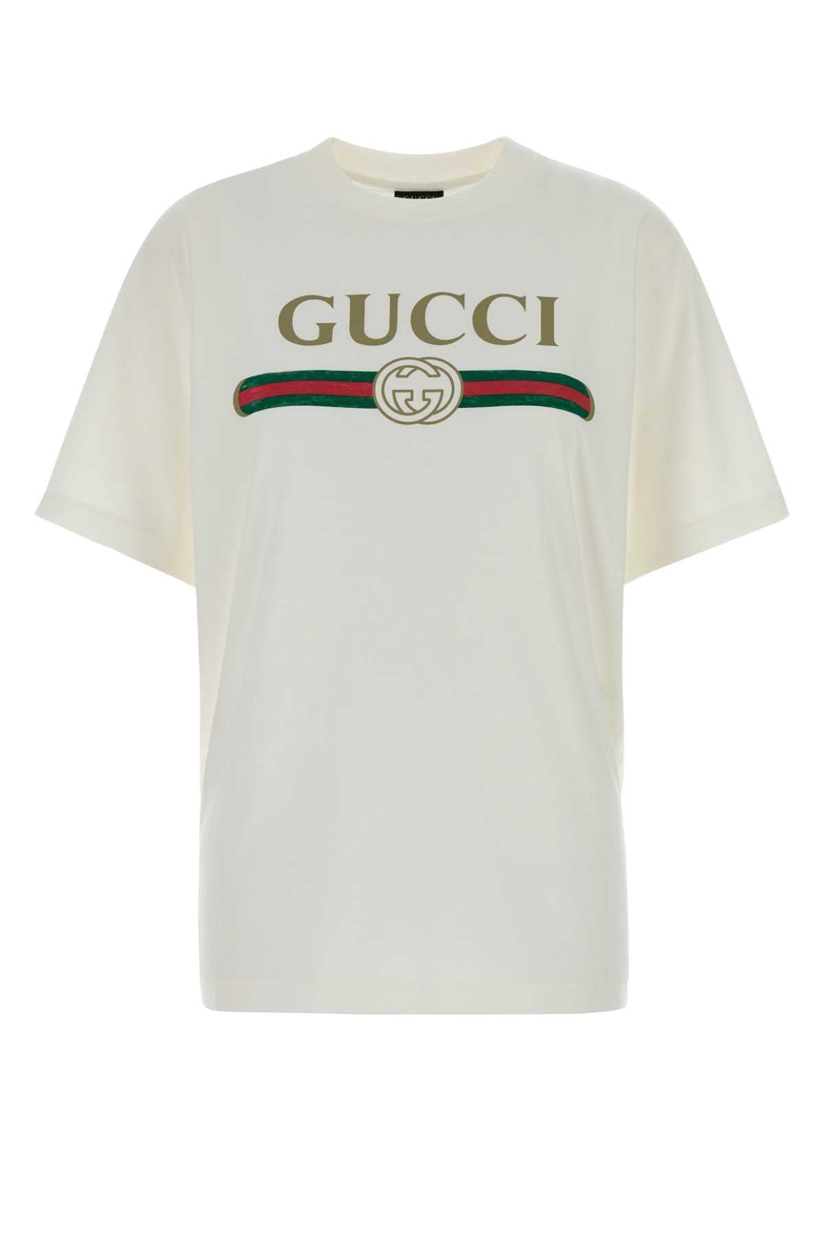 Gucci Women White Cotton Blend T-Shirt GUCCI