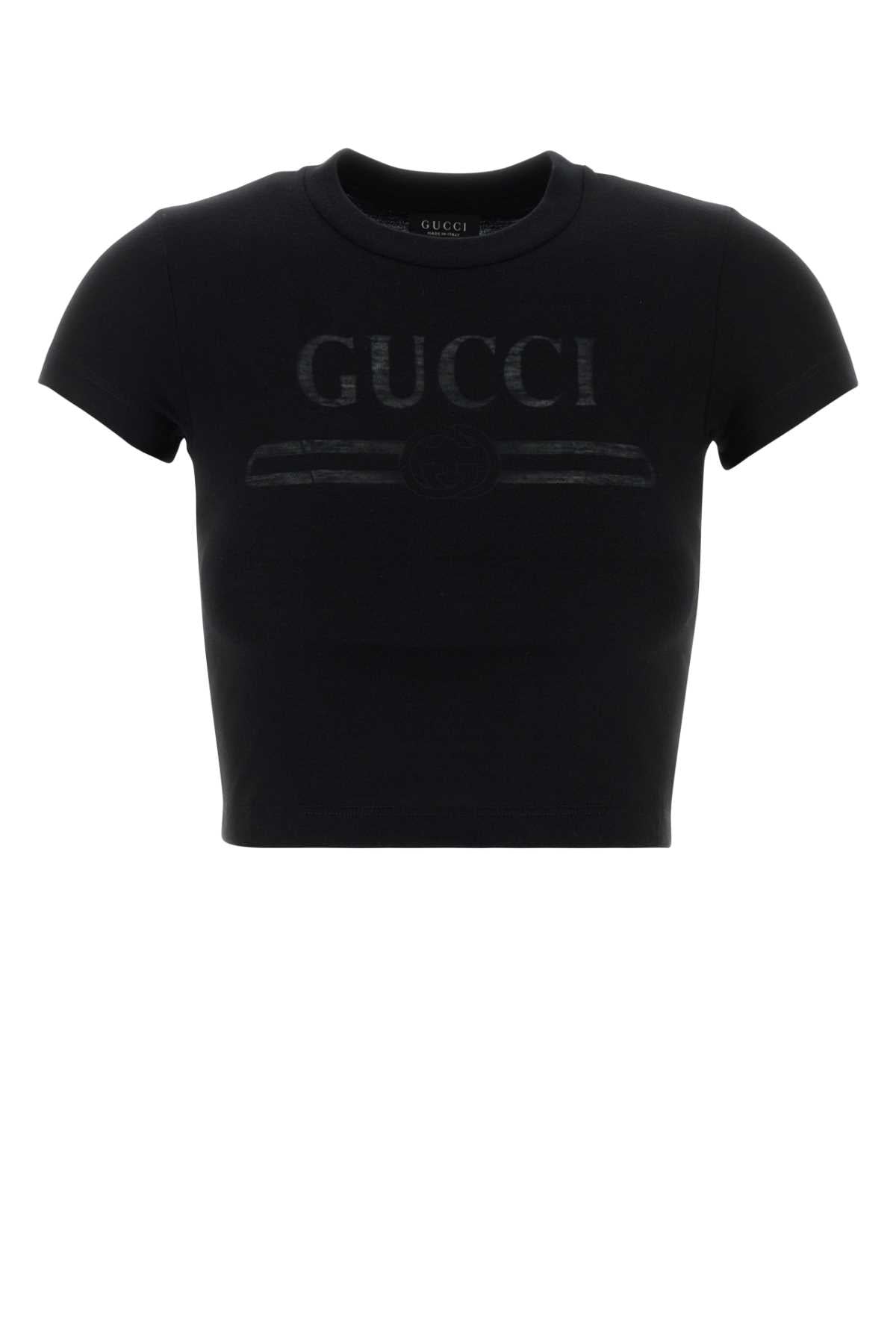 Gucci Women Black Cotton Blend T-Shirt GUCCI