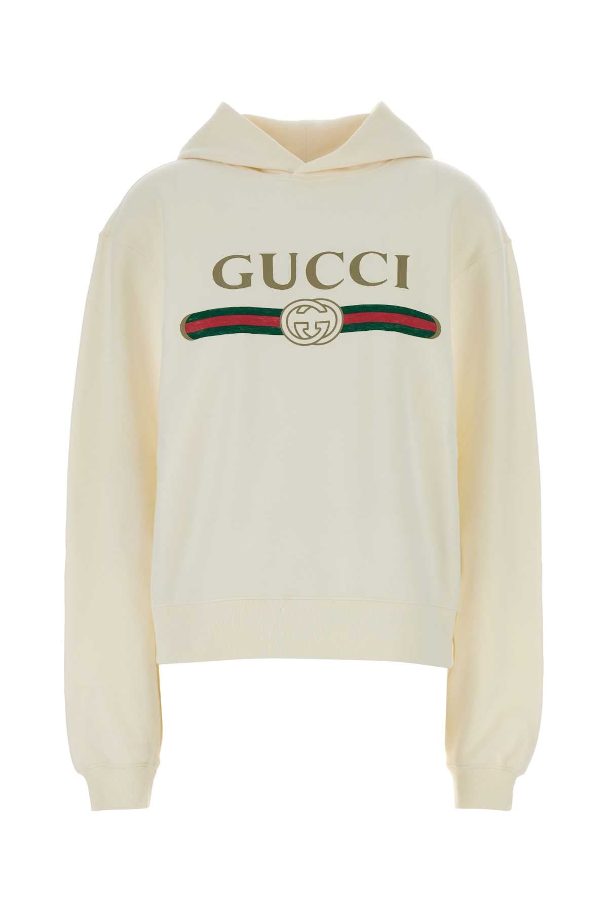 Gucci Women Cream Cotton Blend Sweatshirt GUCCI