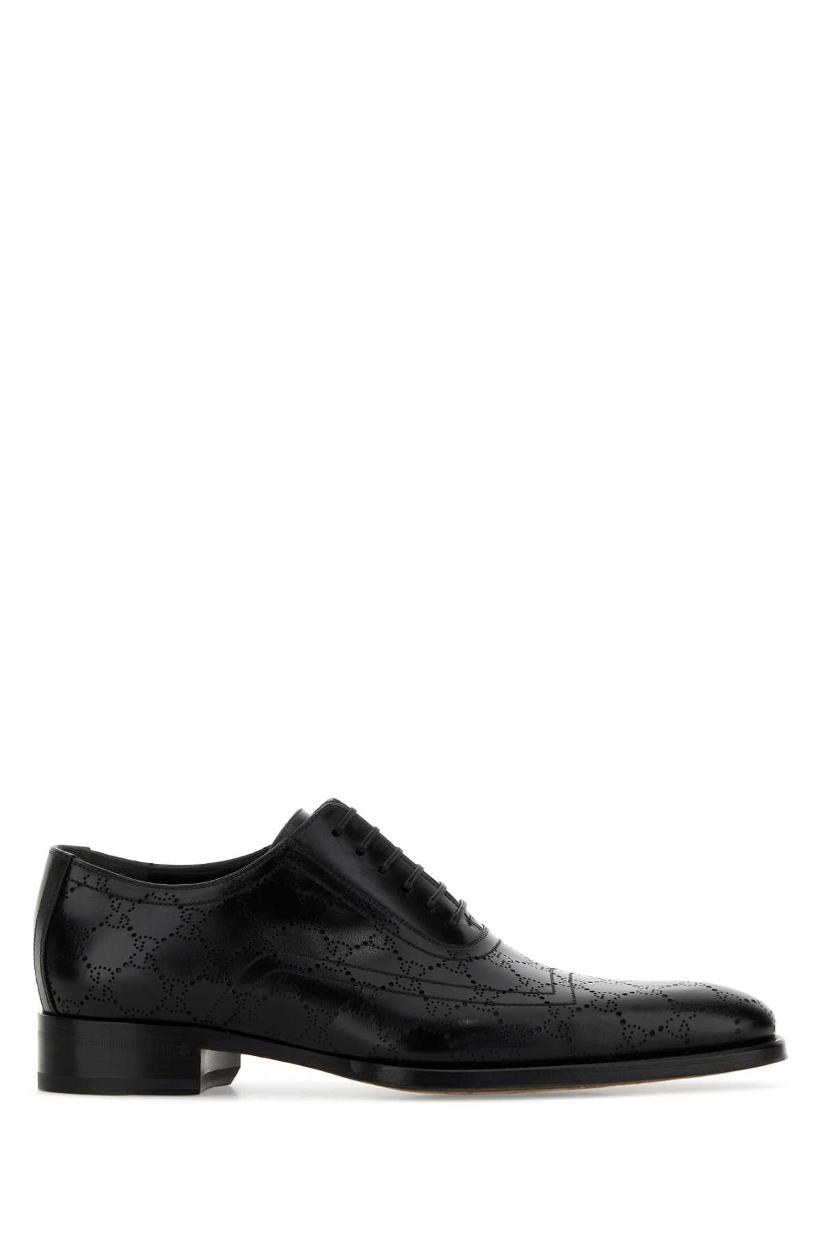 Gucci Men Black Leather Lace-Up Shoes GUCCI