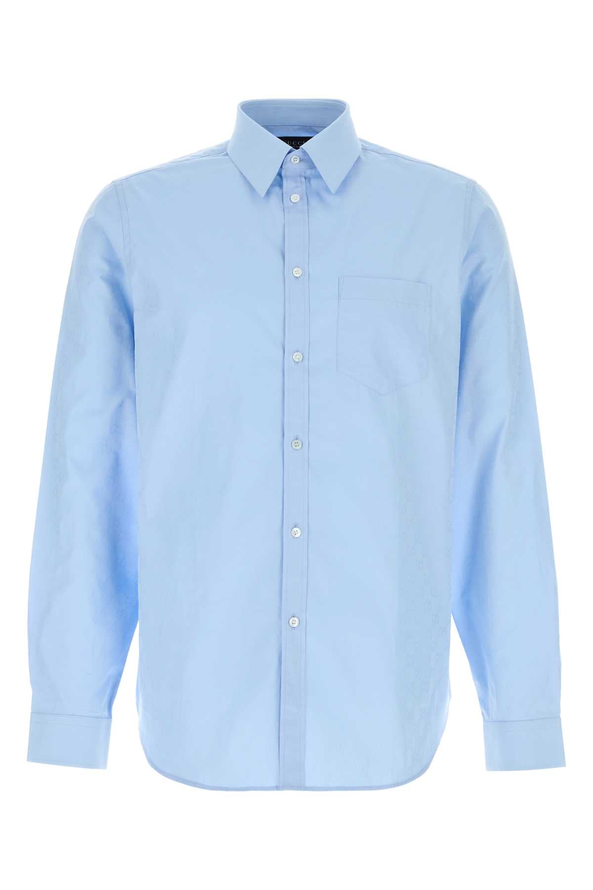 Gucci Men Light Blue Poplin Shirt GUCCI