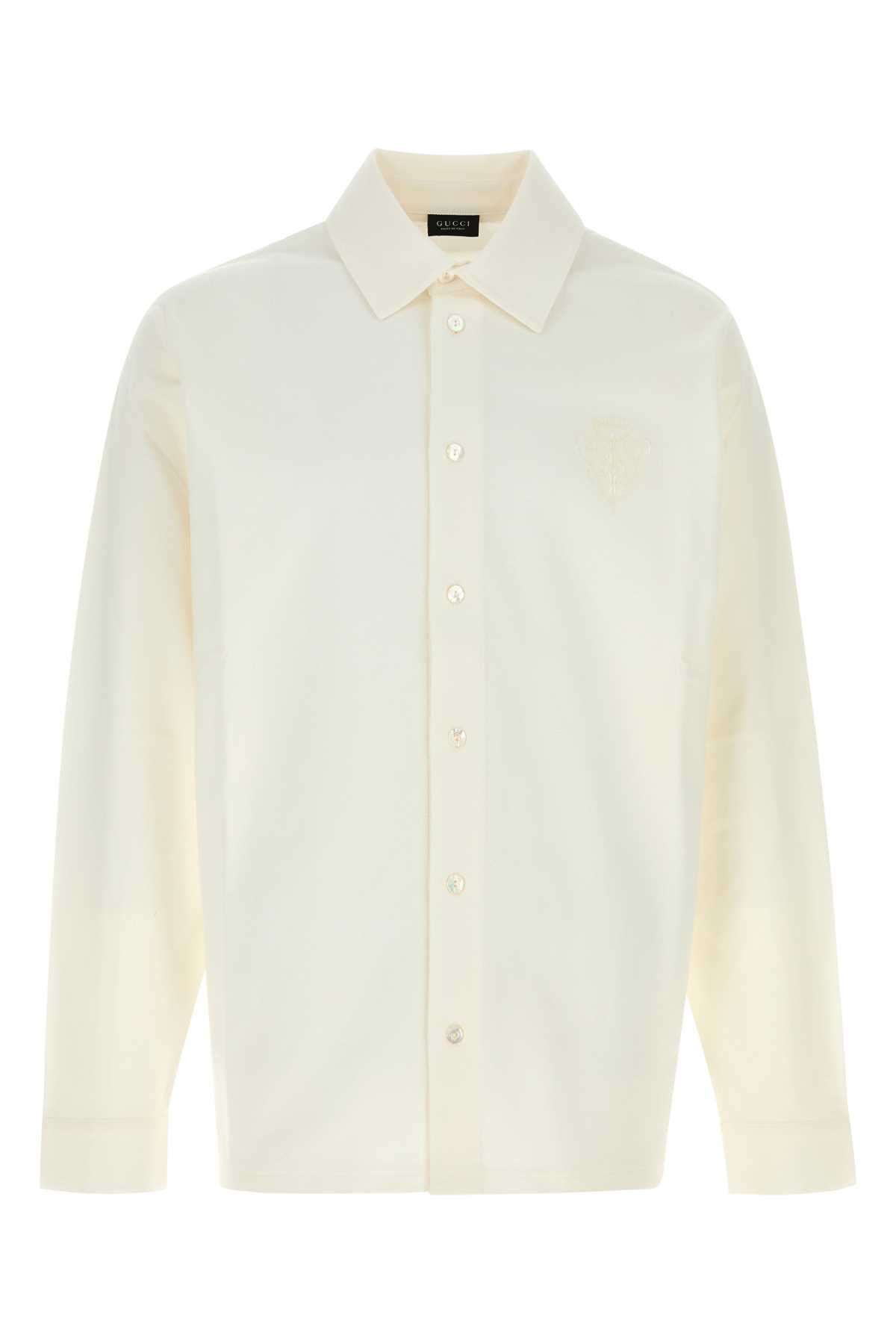 Gucci Men White Stretch Piquet Shirt GUCCI
