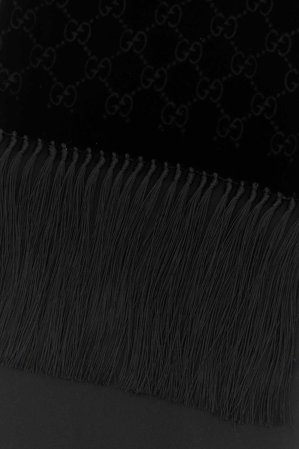 Gucci Men Black Velvet Scarf GUCCI