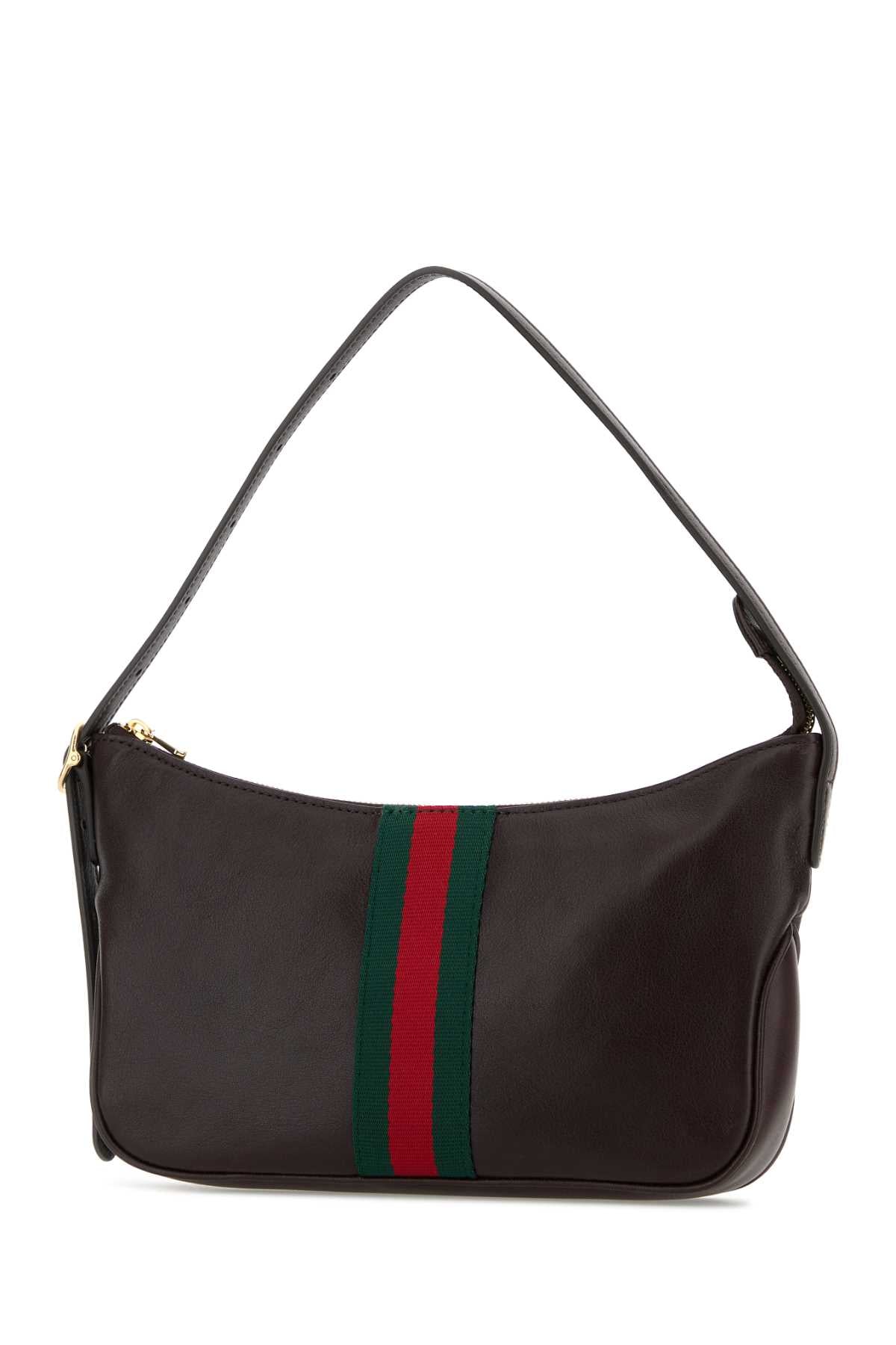 Gucci Men Dark Brown Leather Small Lunetta Shoulder Bag GUCCI