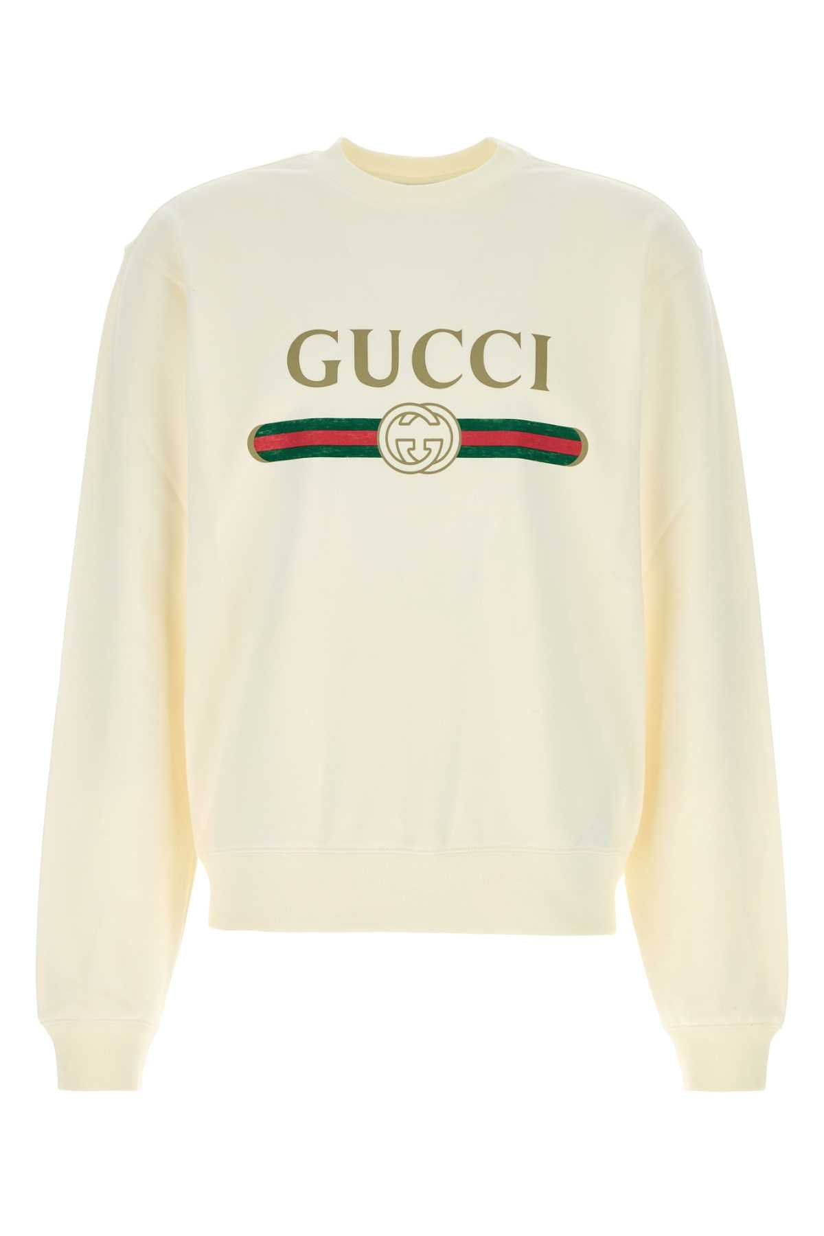 Gucci Men Ivory Cotton Blend Sweatshirt