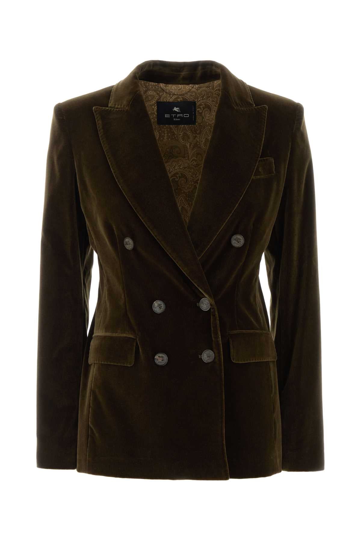 Etro Women Mud Stretch Velvet Blazer ETRO