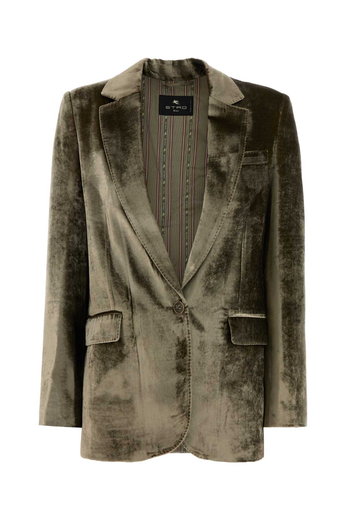 Etro Women Sage Green Velvet Blazer ETRO