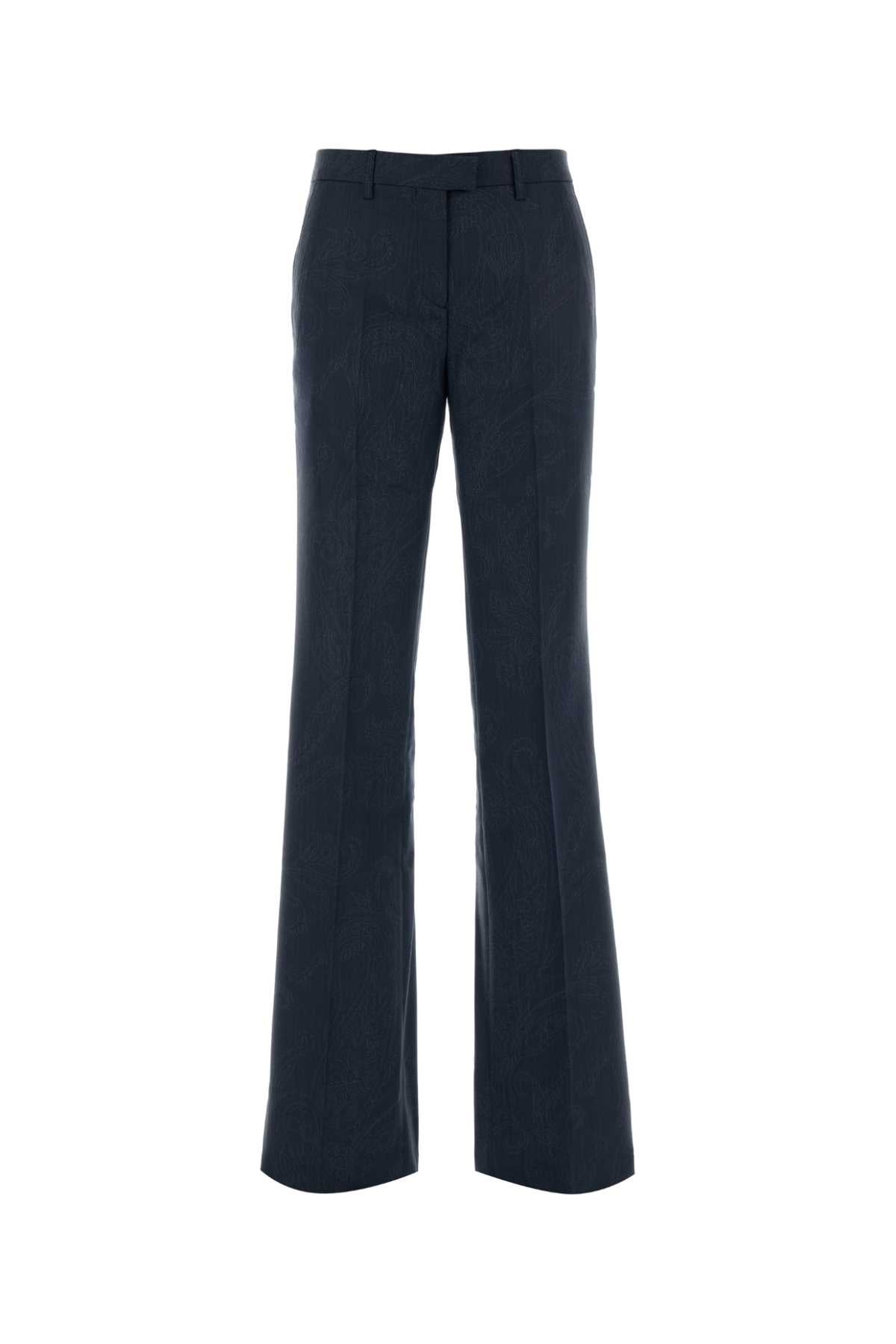 Etro Women Blue Wool Pant ETRO
