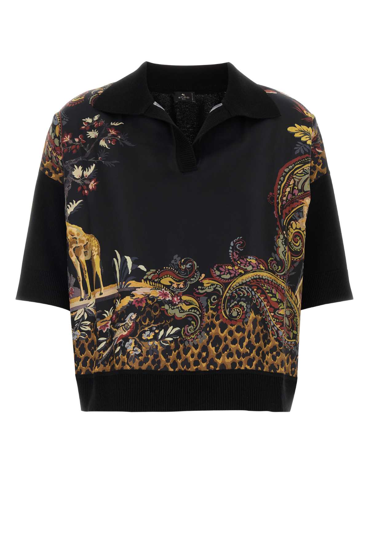 Etro Women Black Wool Blend Polo Shirt ETRO