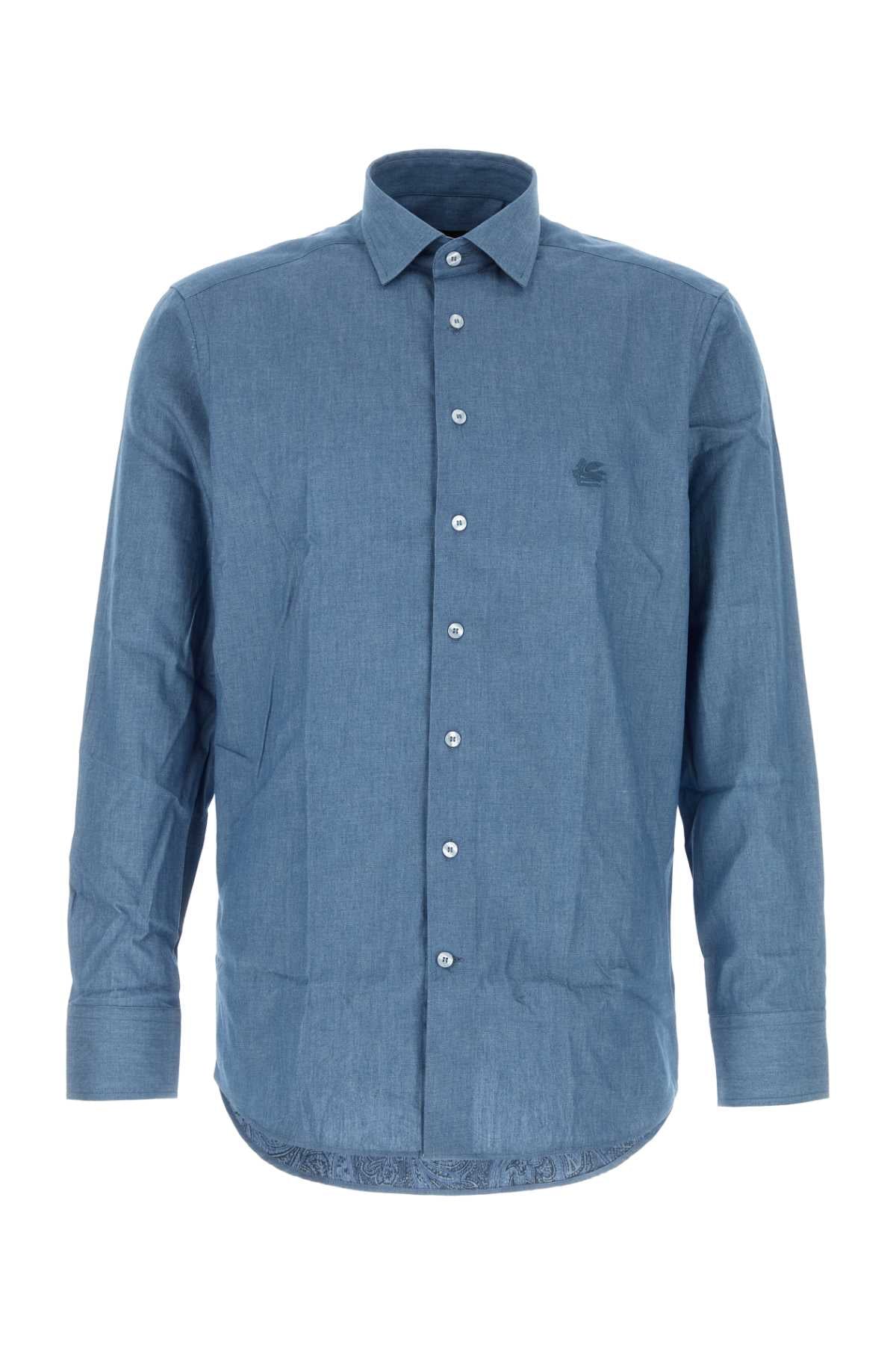 Etro Men Air Force Blue Chambray Shirt ETRO
