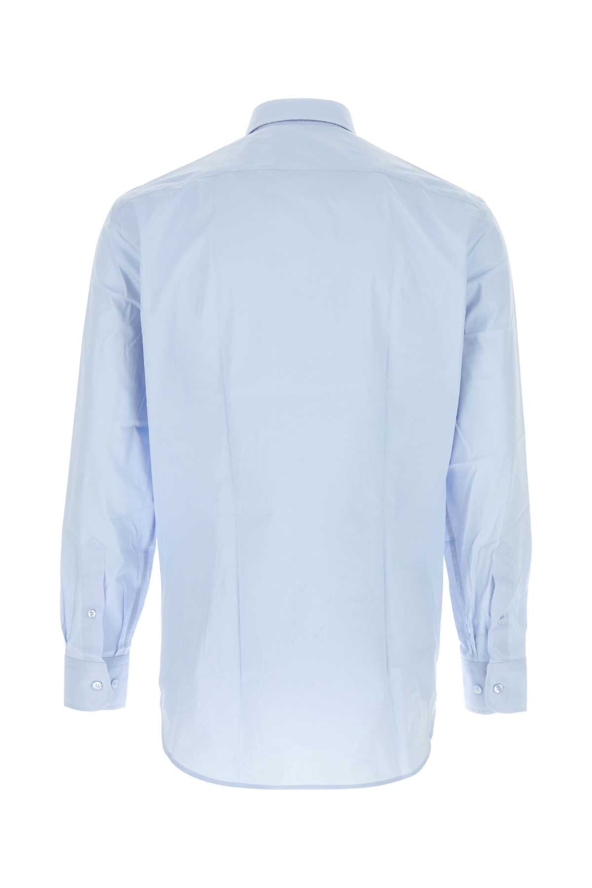 Etro Men Pastel Light Blue Stretch Poplin Shirt ETRO