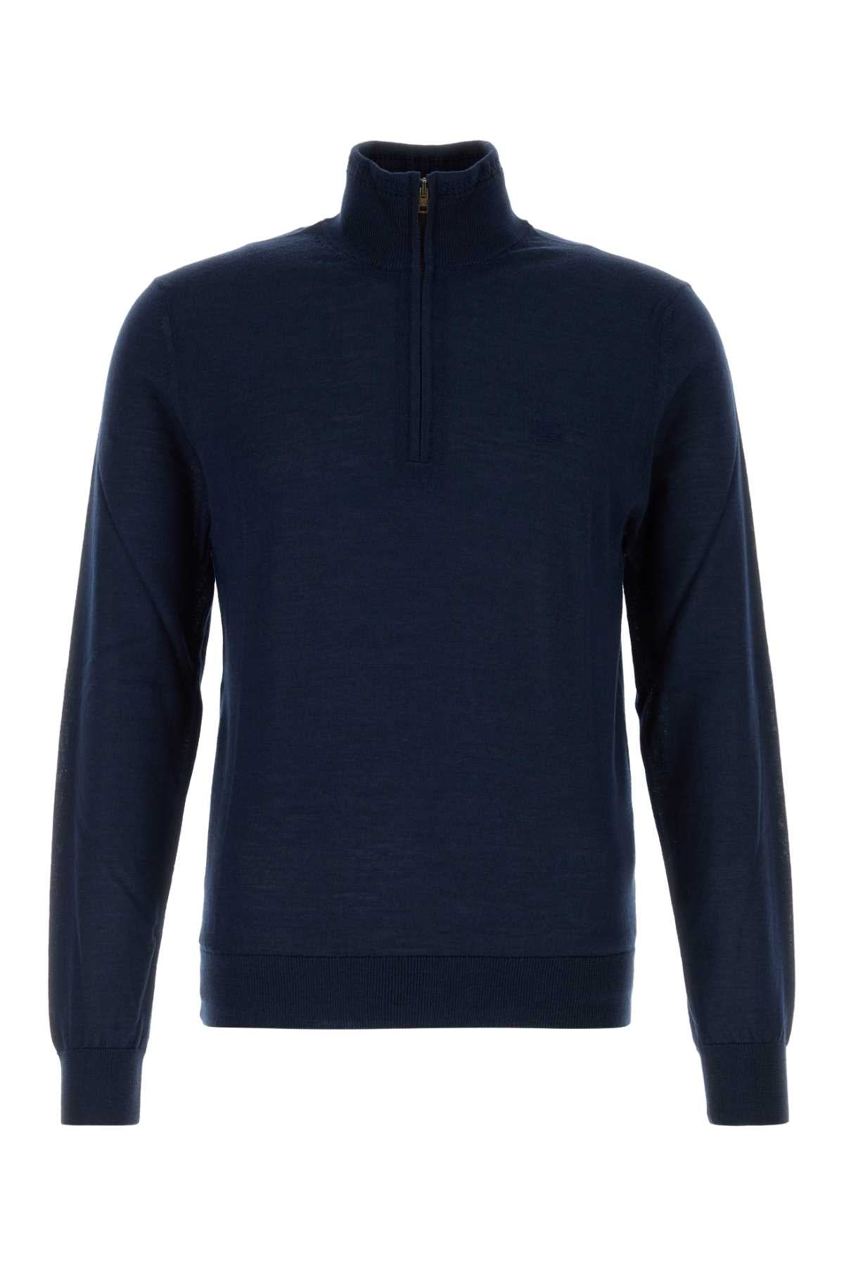 Etro Men Navy Blue Wool Blend Sweater ETRO
