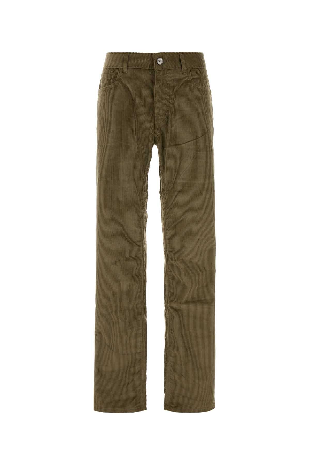 Etro Men Army Green Stretch Corduroy Pant ETRO