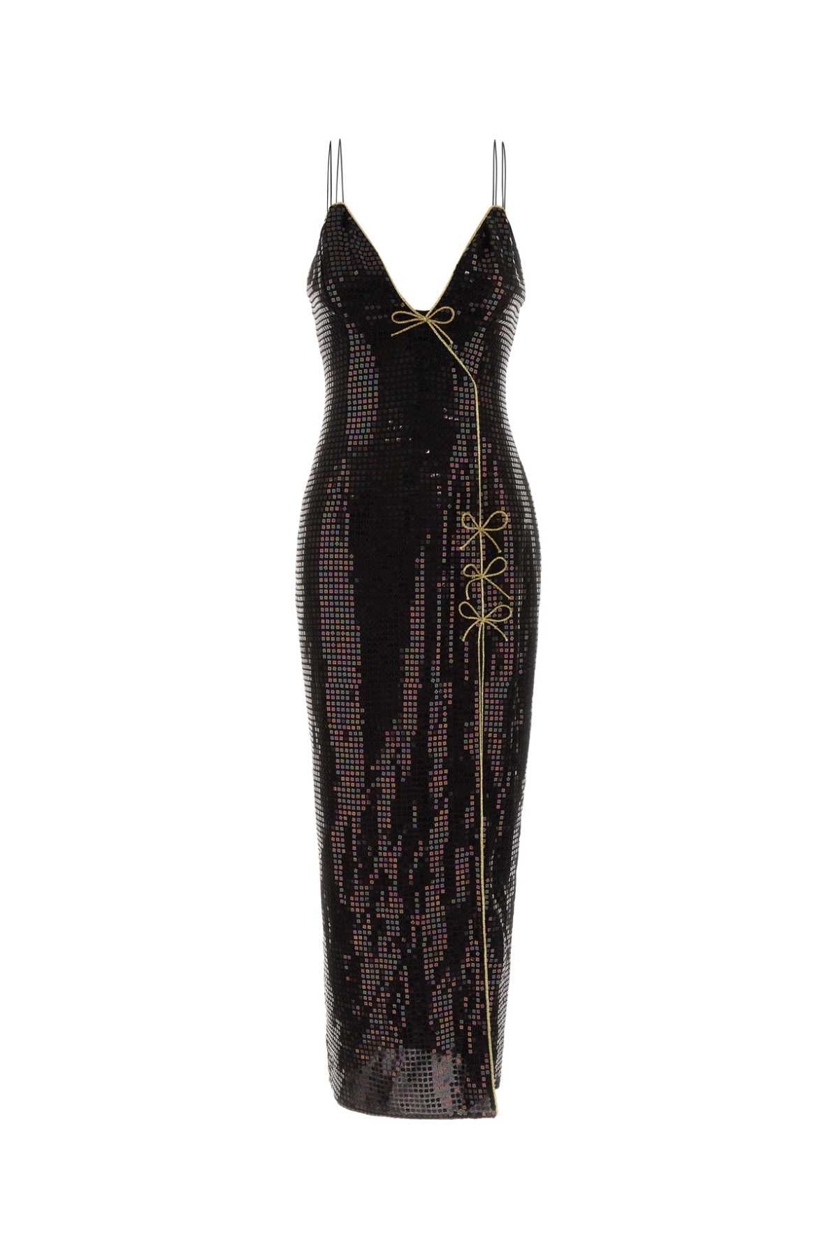 Alessandra Rich Women Embellished Stretch Silk Dress ALESSANDRA RICH