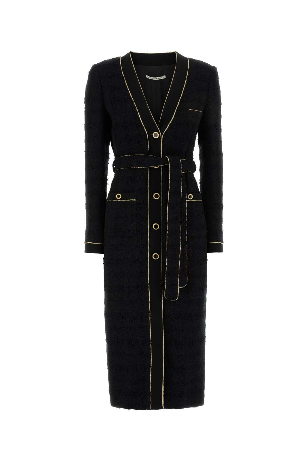 Alessandra Rich Women Black Boucle Coat ALESSANDRA RICH