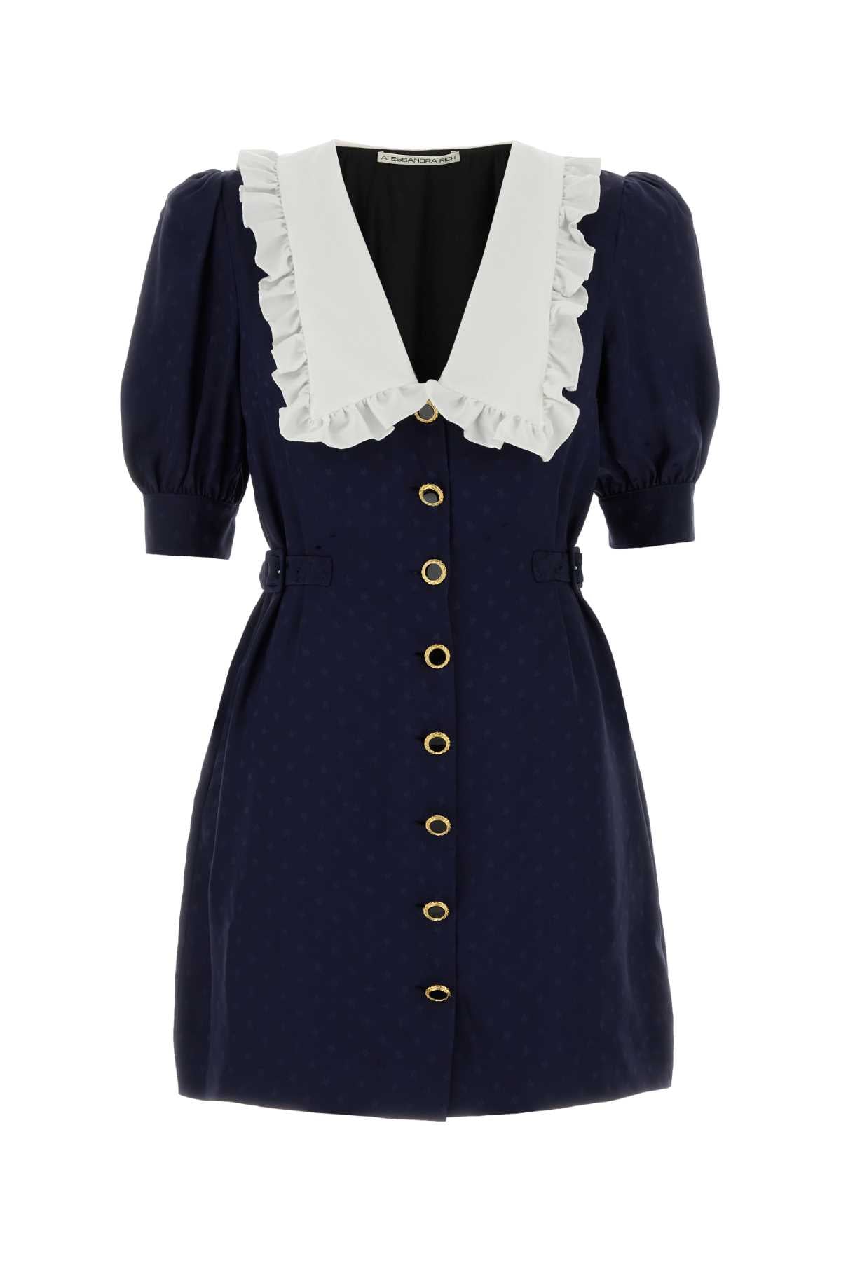 Alessandra Rich Women Blue Silk Mini Dress ALESSANDRA RICH