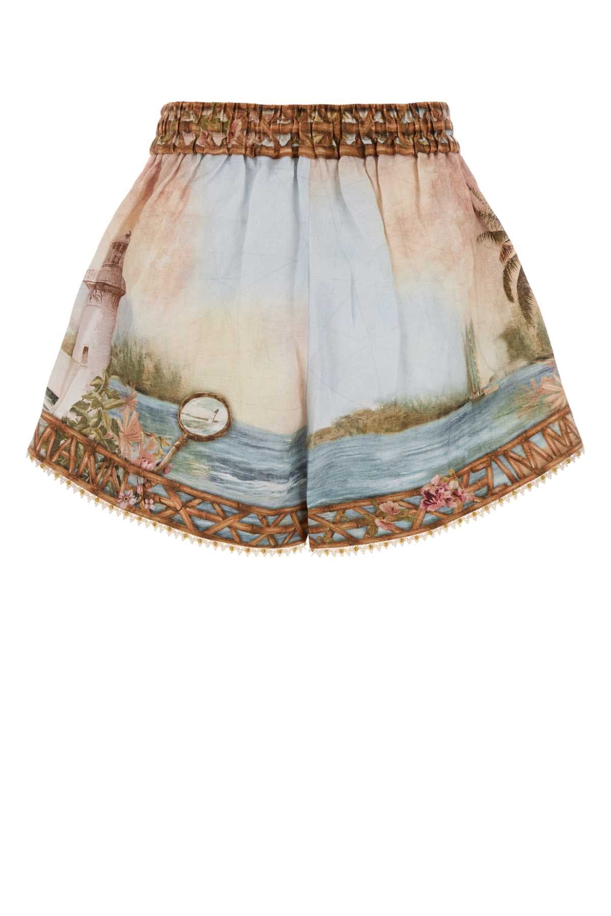 Zimmermann Women Printed Linen Mahon Shorts ZIMMERMANN
