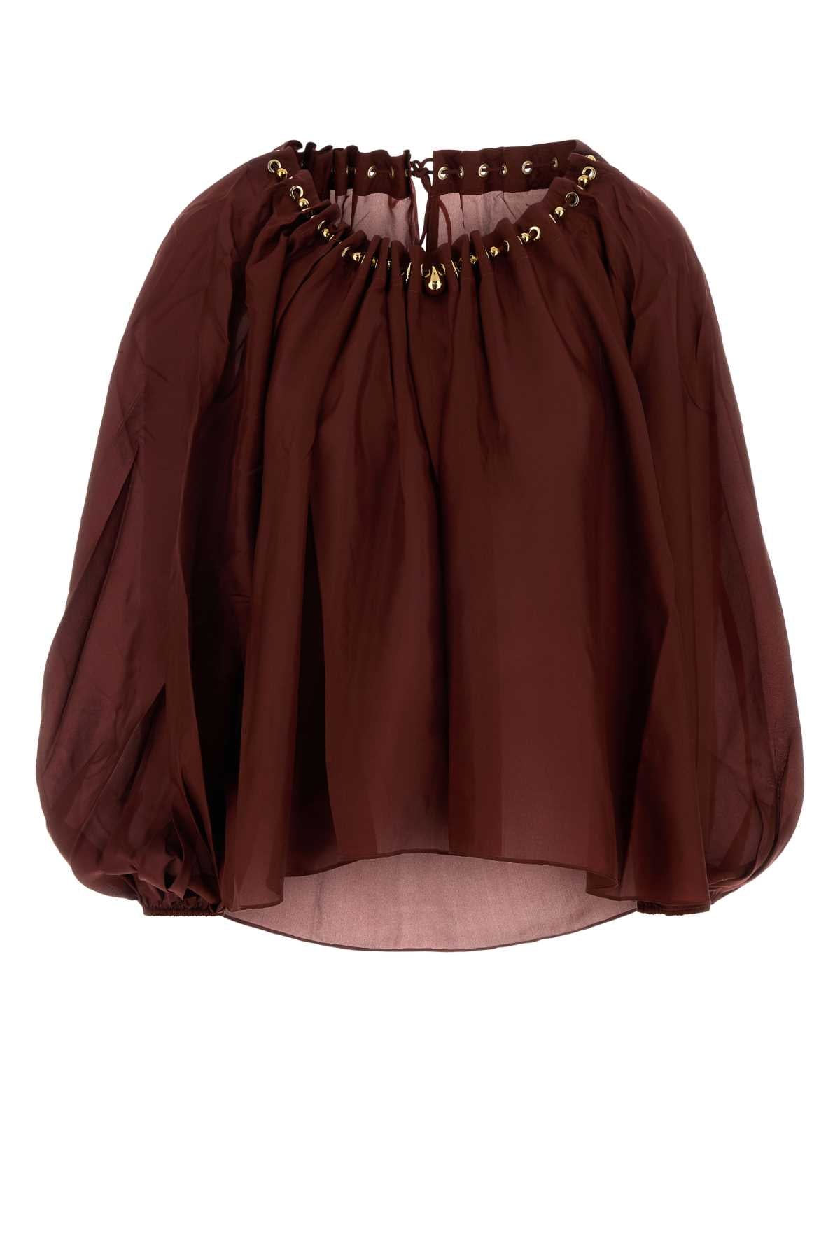 Zimmermann Women Burgundy Silk Aster Blouse ZIMMERMANN