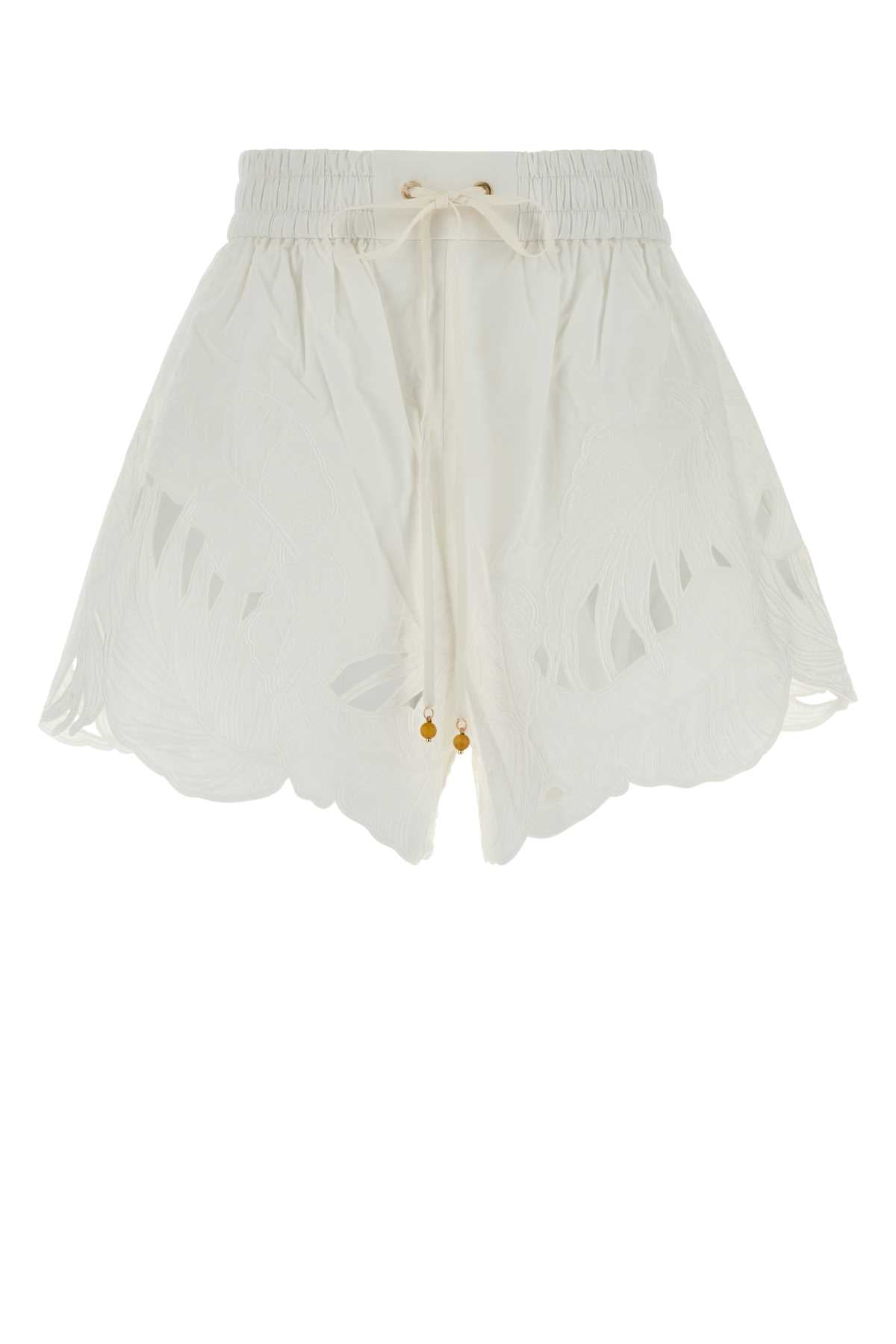 Zimmermann Women White Poplin Mahon Shorts ZIMMERMANN