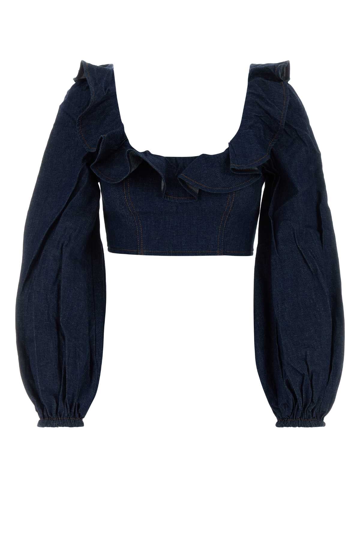Zimmermann Women Blue Denim Aster Top ZIMMERMANN