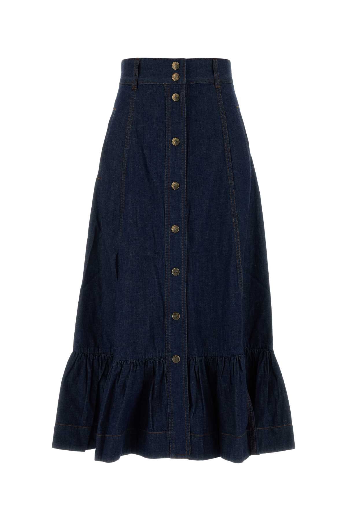 Zimmermann Women Blue Denim Aster Skirt ZIMMERMANN