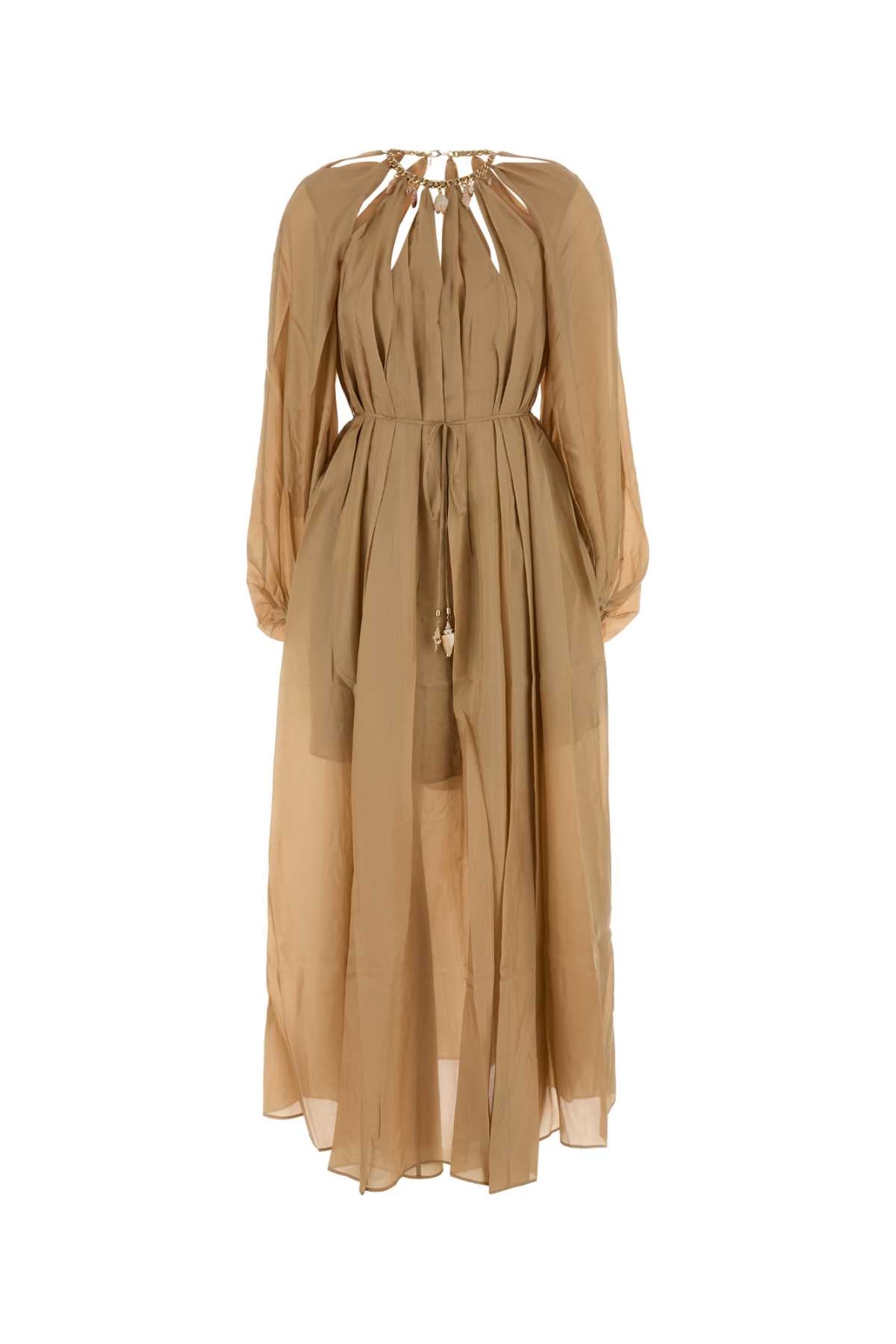 Zimmermann Women Beige Silk Mahon Long Dress ZIMMERMANN