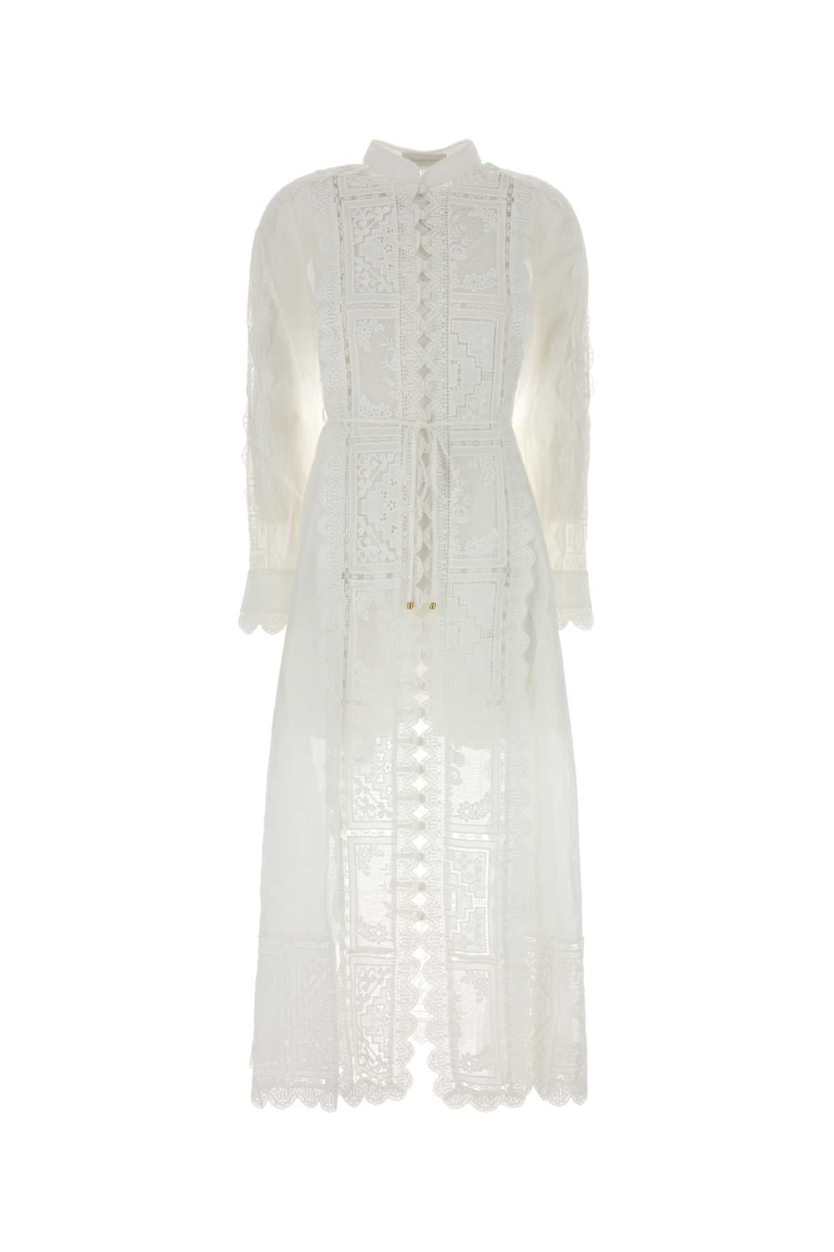 Zimmermann Women White Ramie Aster Dress ZIMMERMANN