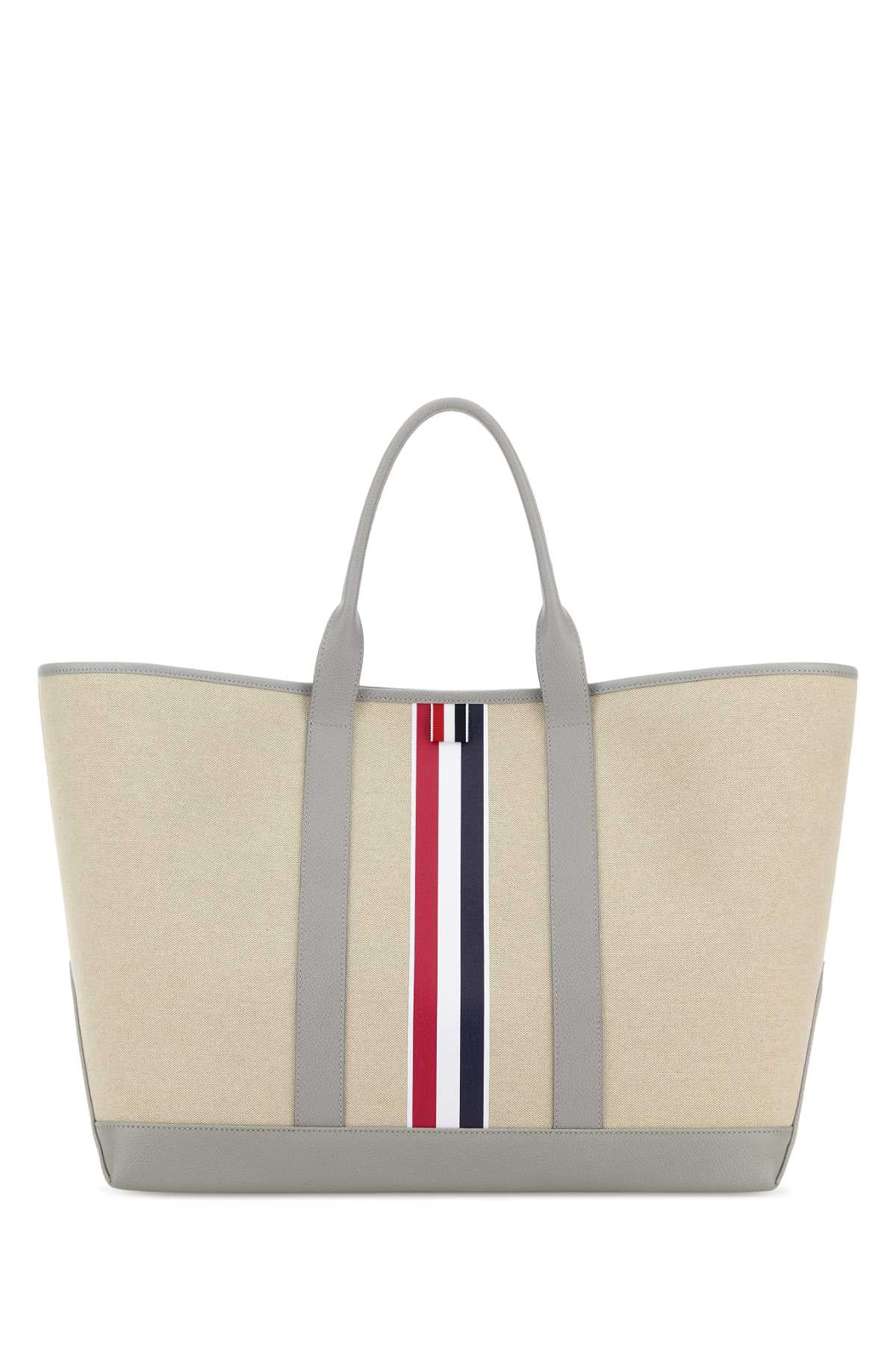Thom Browne Men Sand Canvas Medium Shopping Bag THOM BROWNE