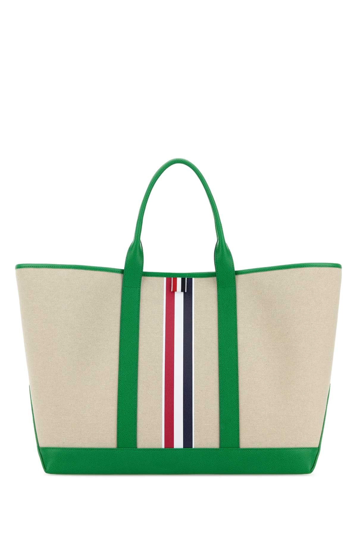Thom Browne Men Sand Canvas Medium Shopping Bag THOM BROWNE