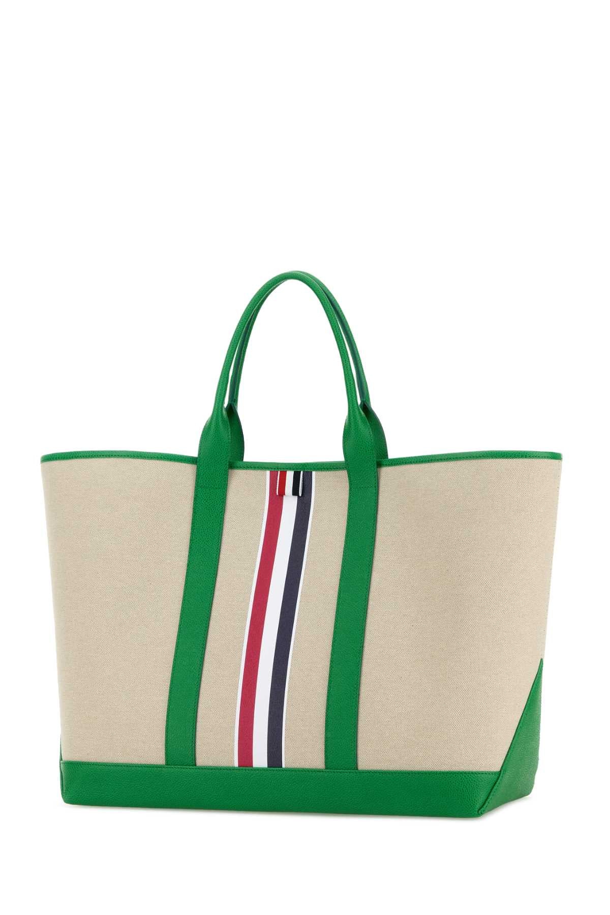 Thom Browne Men Sand Canvas Medium Shopping Bag THOM BROWNE