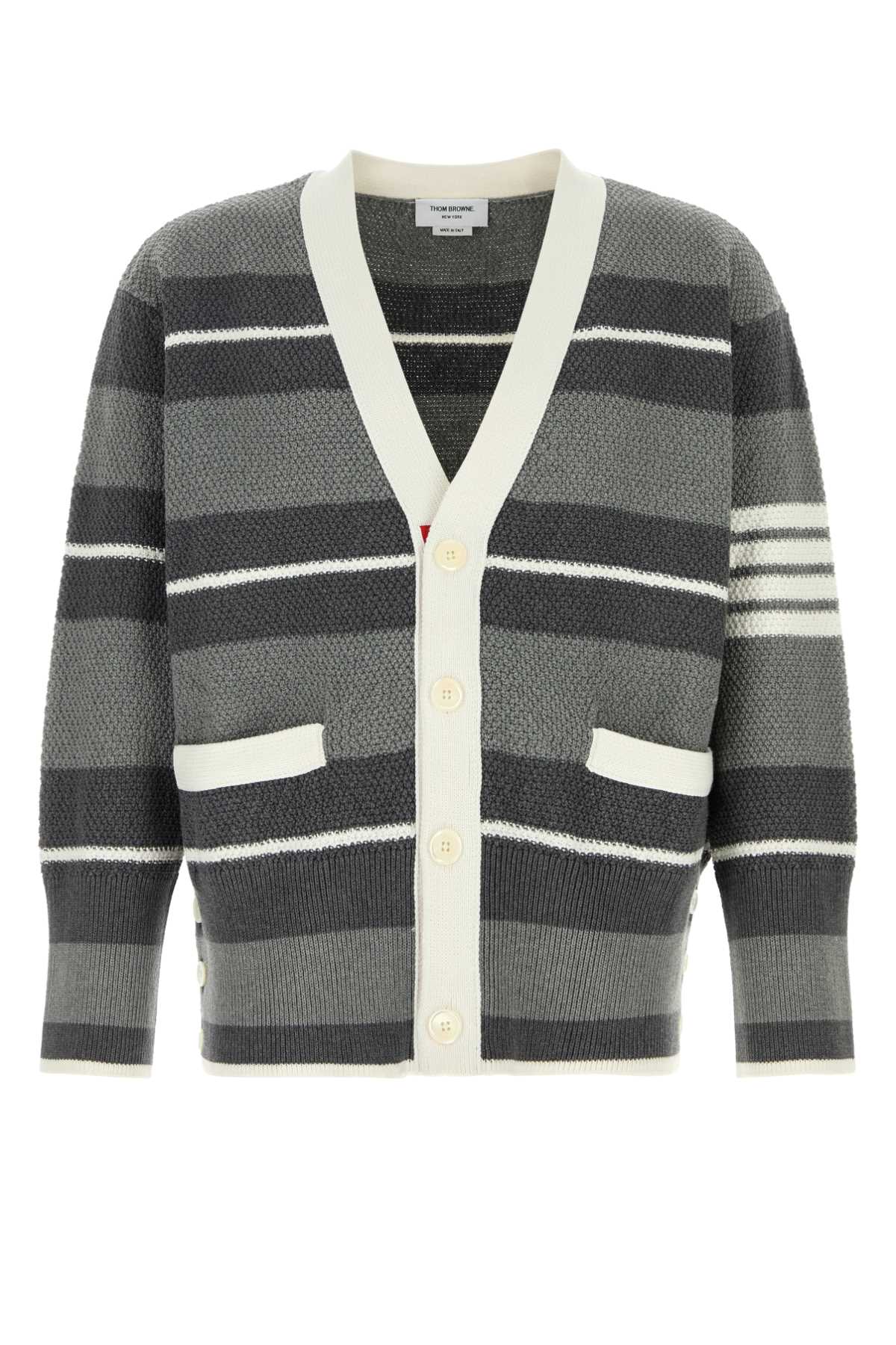 Thom Browne Men Embroidered Cotton Cardigan THOM BROWNE