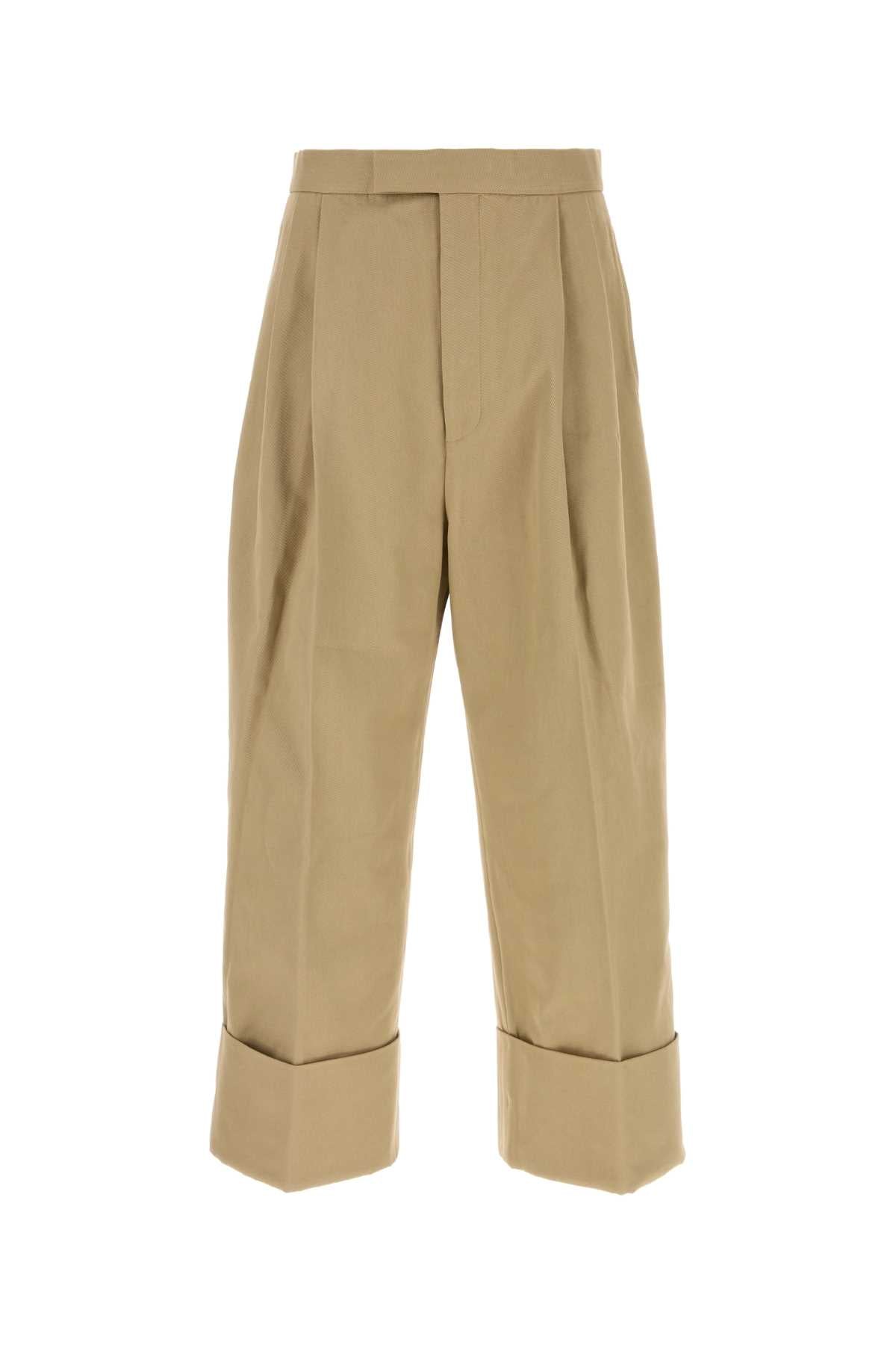 Thom Browne Men Beige Cotton Wide-Leg Pant THOM BROWNE