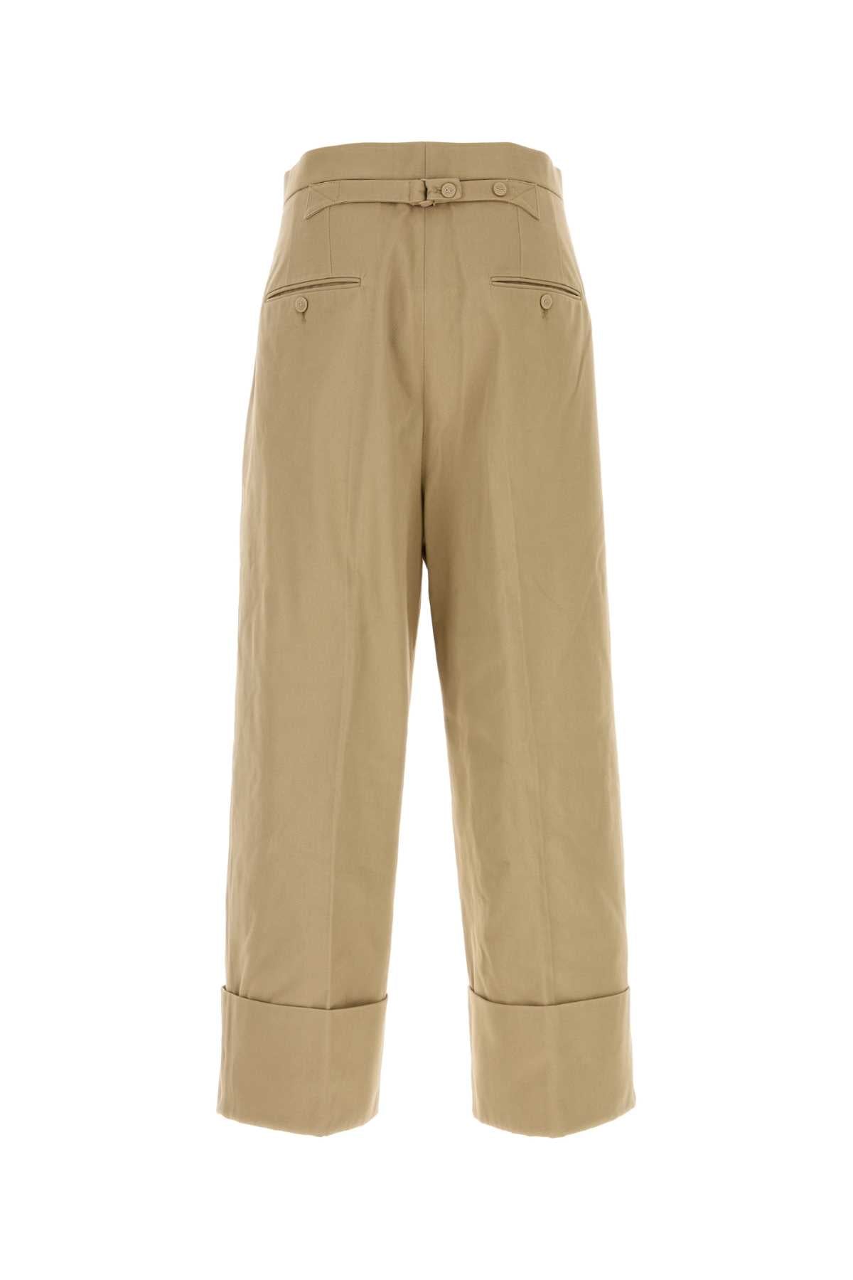 Thom Browne Men Beige Cotton Wide-Leg Pant THOM BROWNE