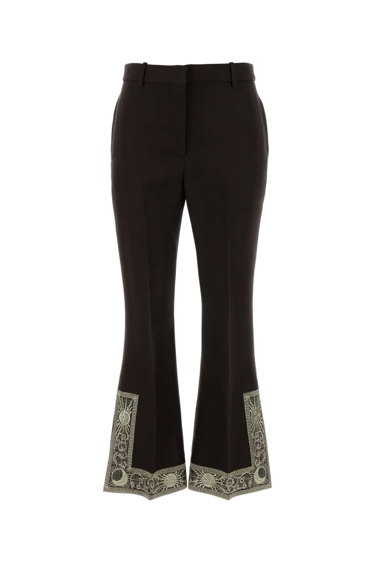 Burberry Women Chocolate Wool Blend Flared Pant BURBERRY
