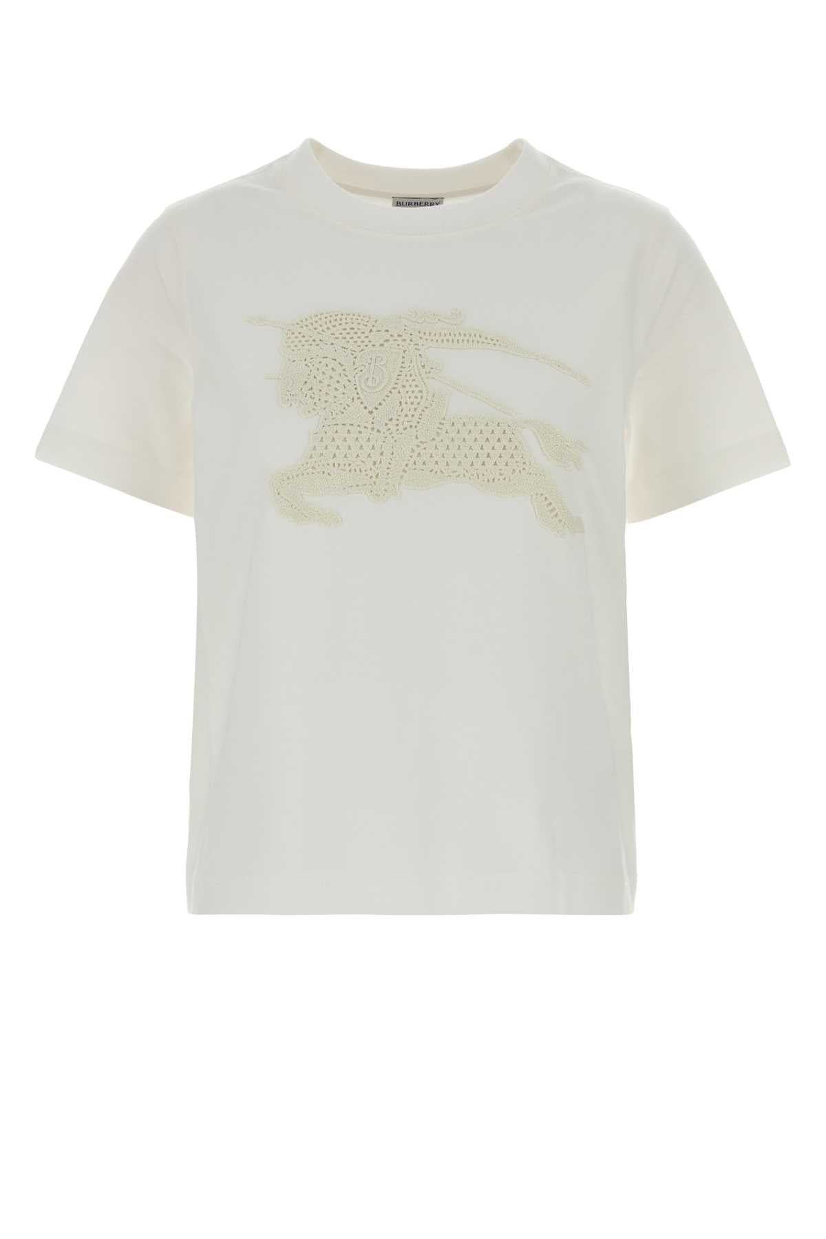 Burberry Women White Cotton T-Shirt BURBERRY