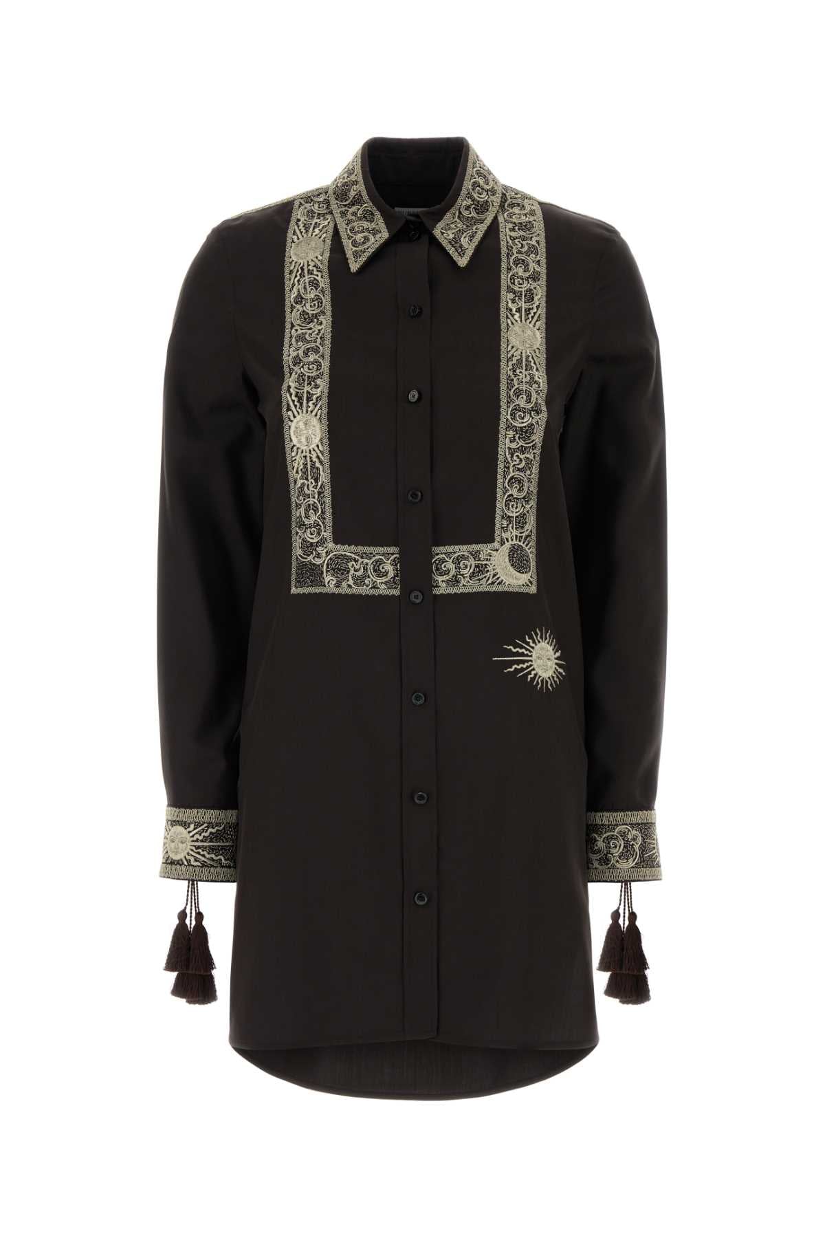Burberry Women Chocolate Silk Shirt Dress BURBERRY
