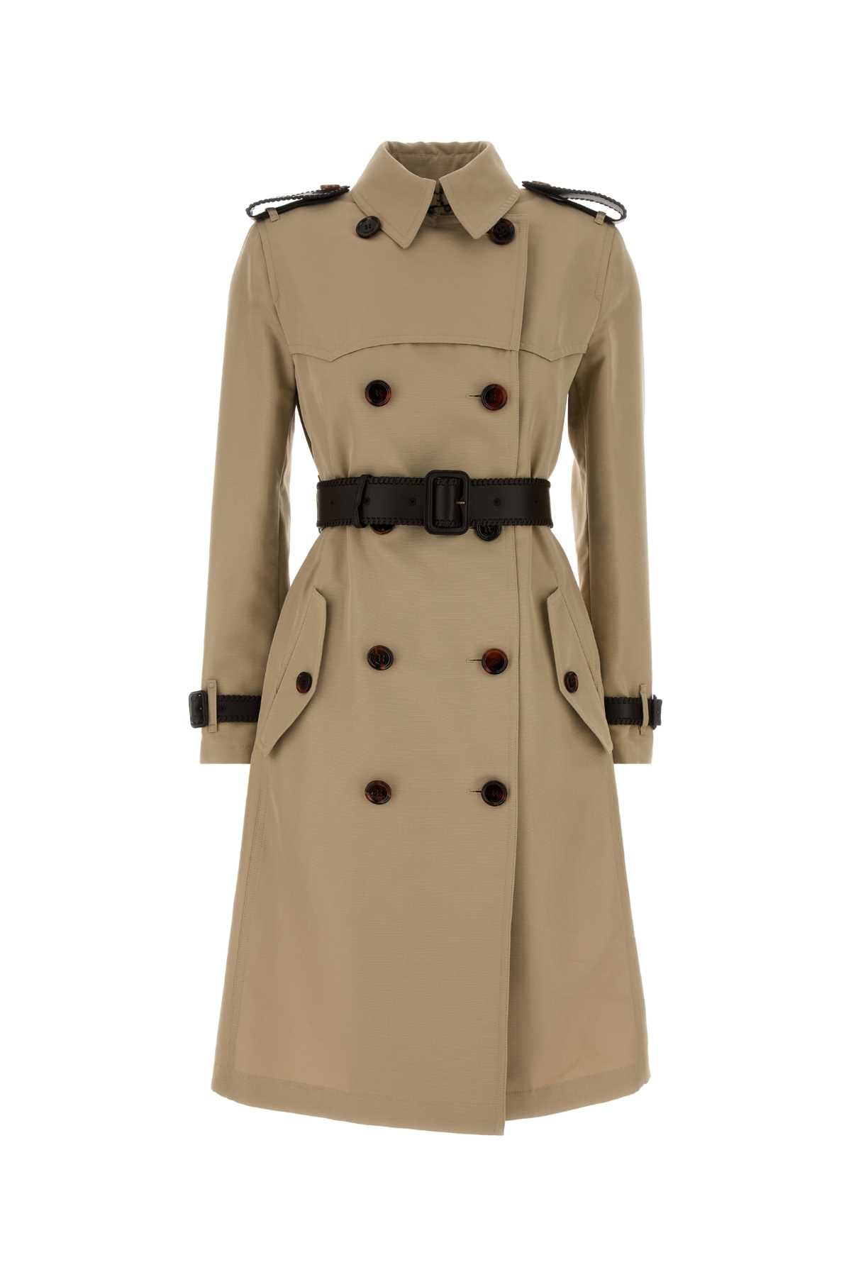 Burberry Women Beige Gabardine Trench Coat BURBERRY
