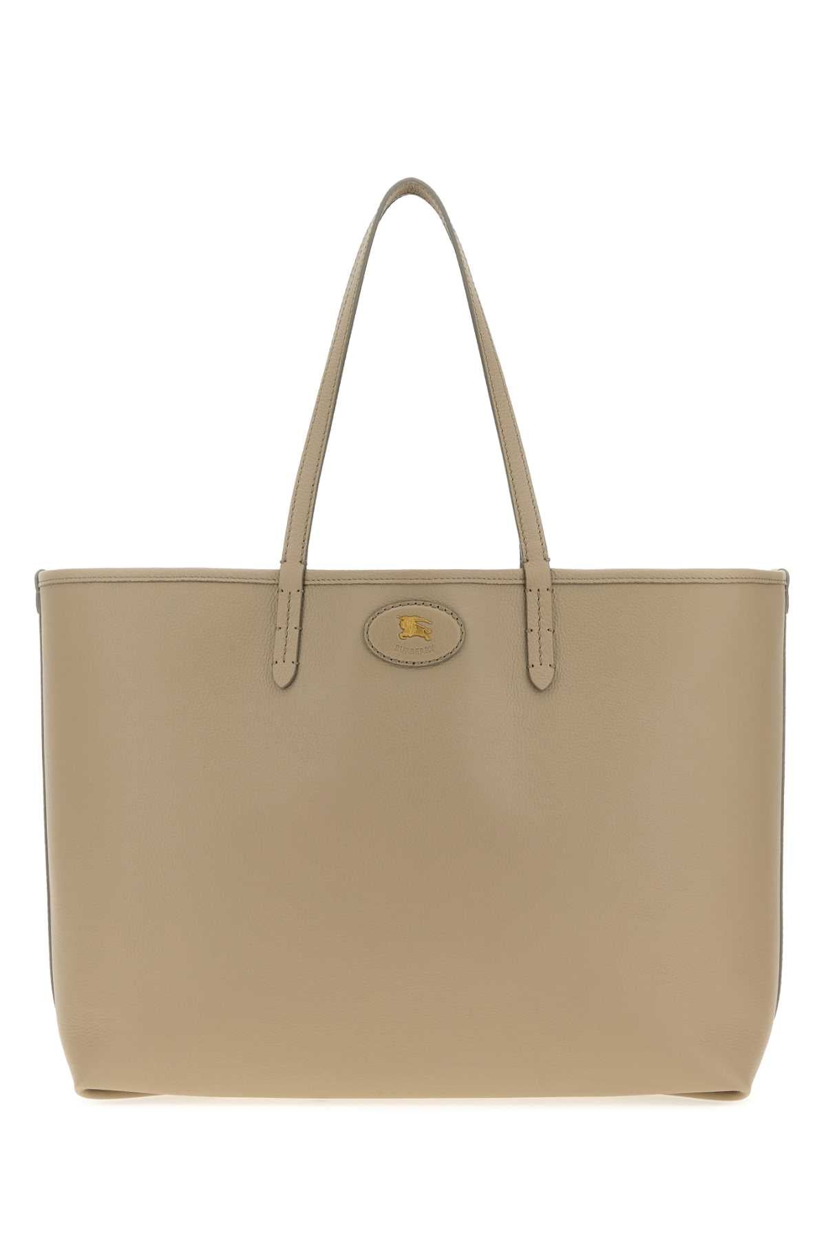 Burberry Women Dove Grey Leather Reversible Shopping Bag BURBERRY