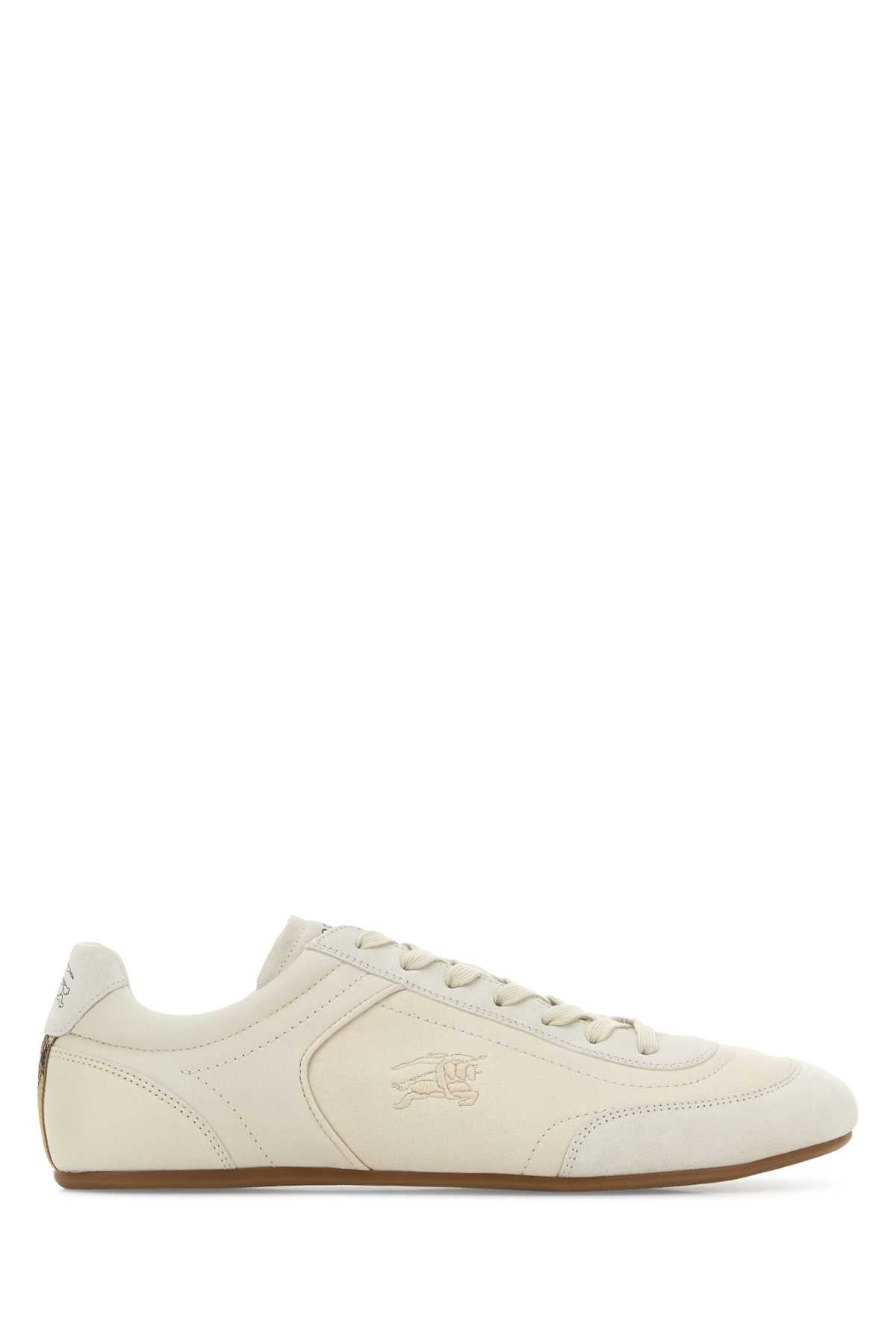 Burberry Men Ivory Leather Knight Runner Sneakers BURBERRY