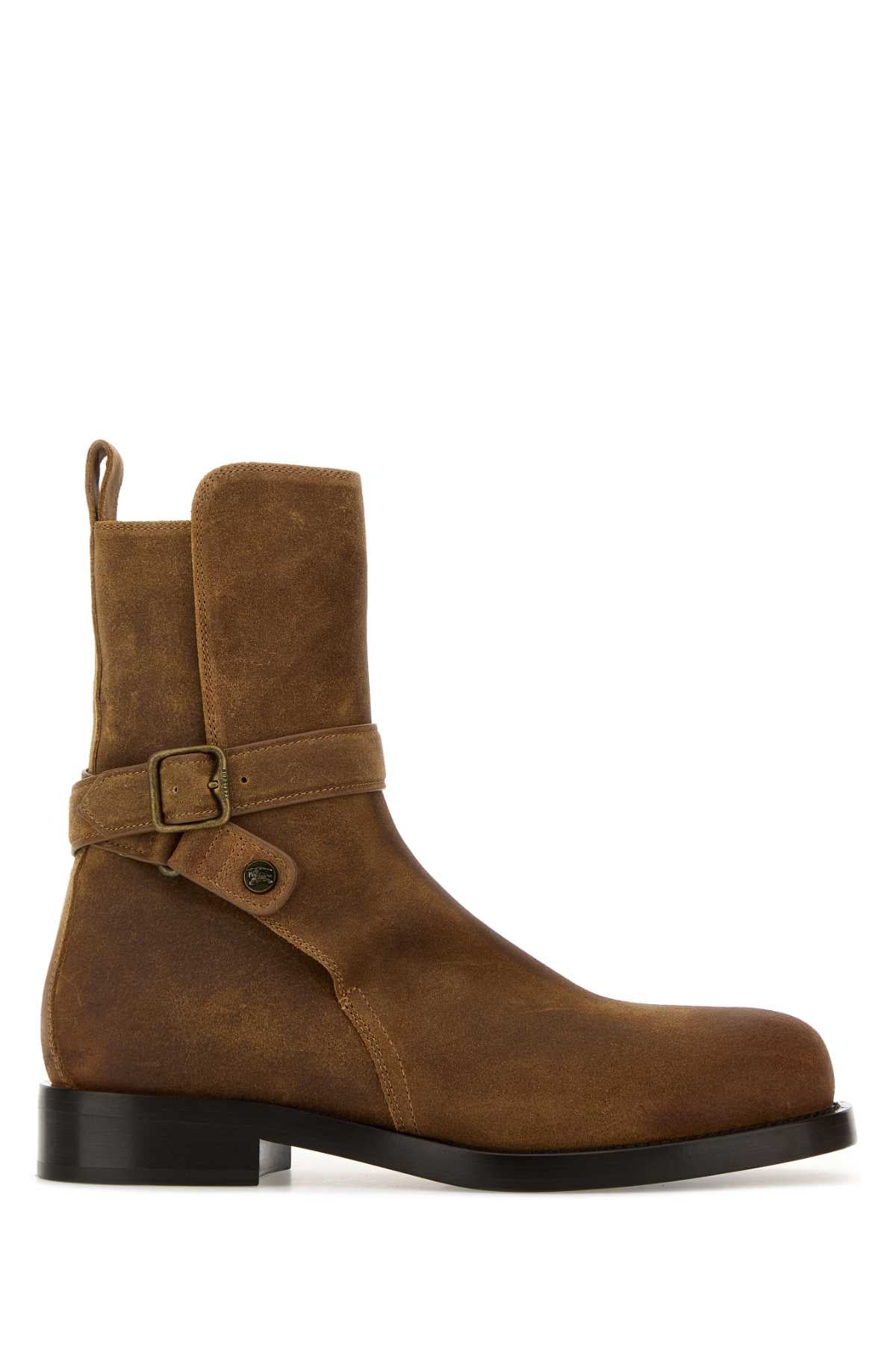 Burberry Men Camel Suede Ledges Ankle Boots BURBERRY