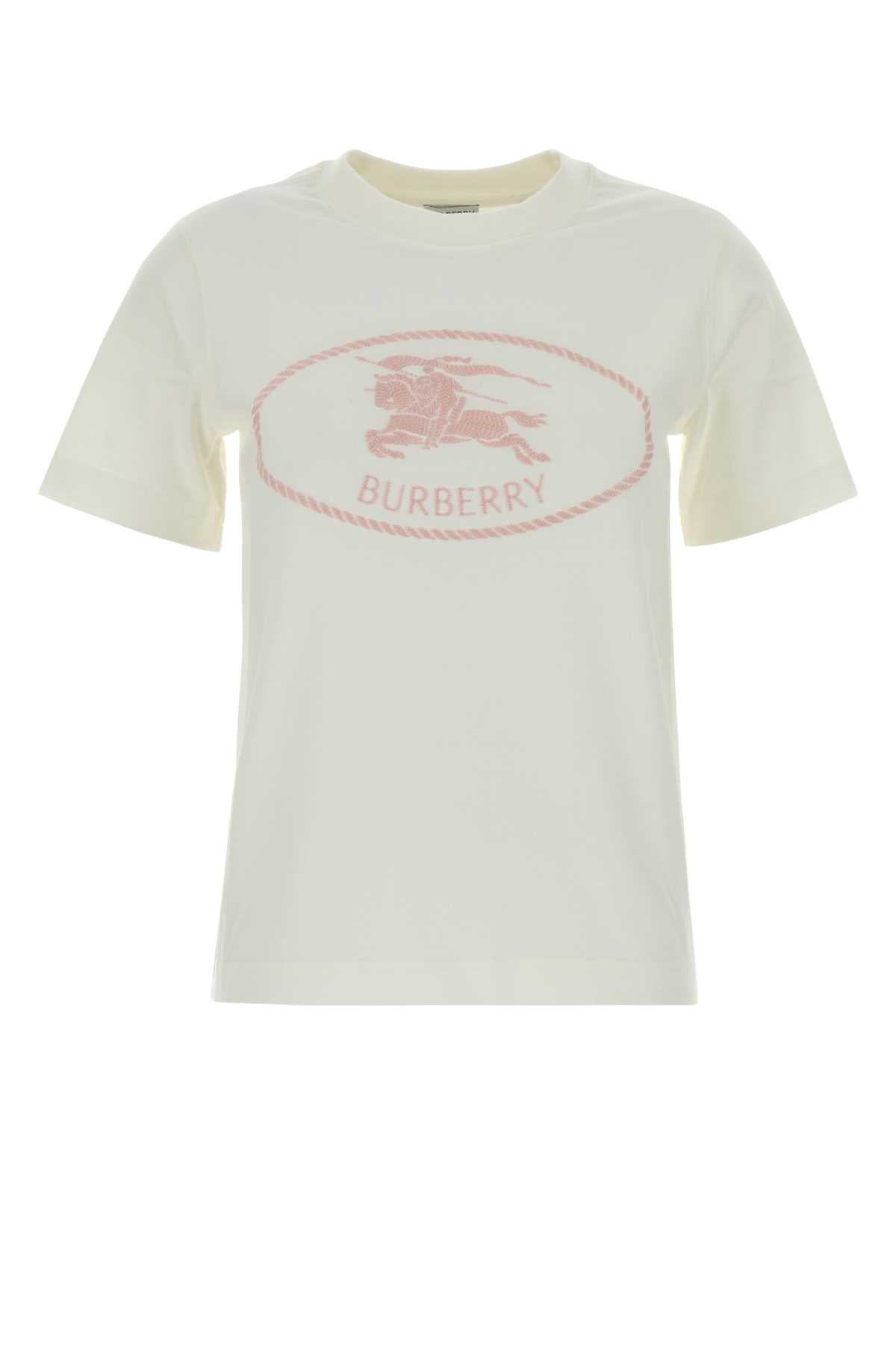 Burberry Women White Cotton T-Shirt BURBERRY