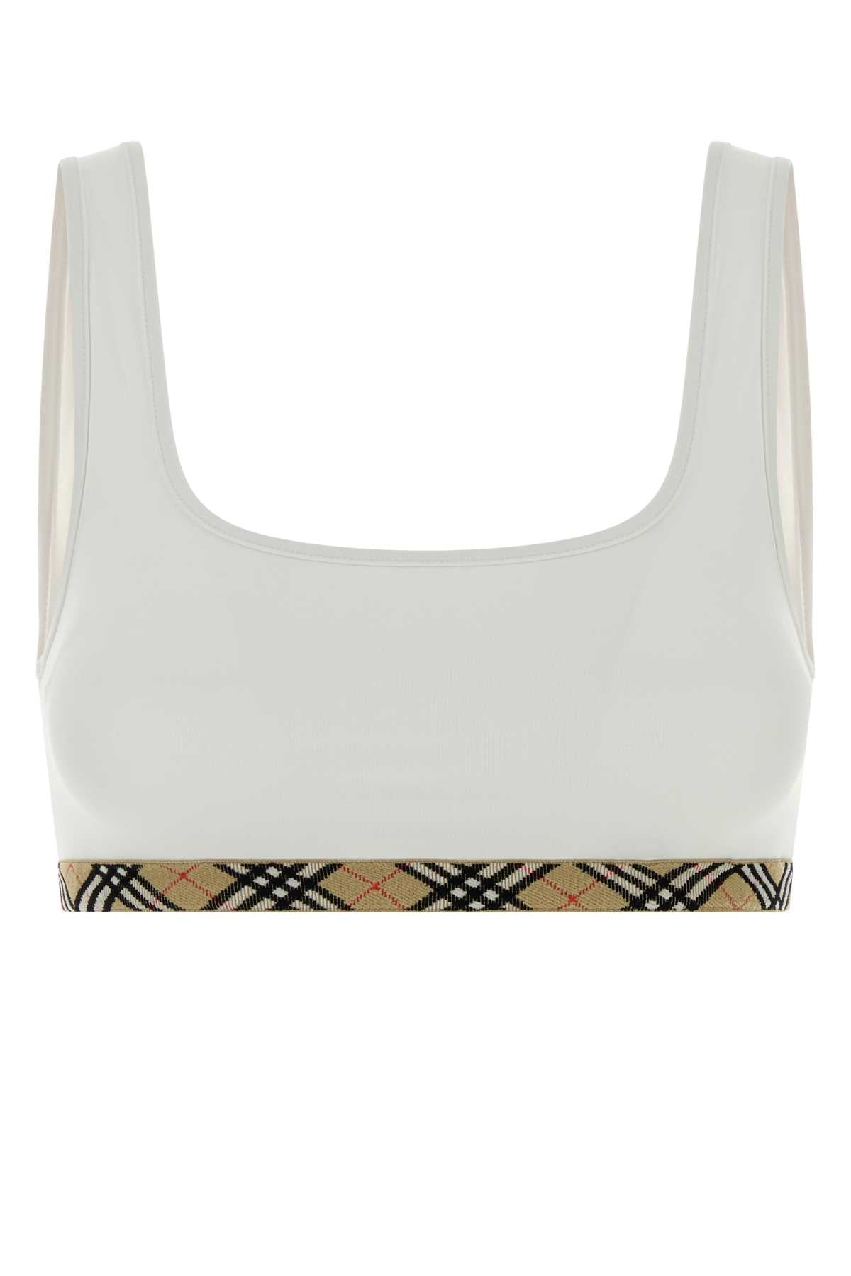 Burberry Women White Stretch Nylon Bikini Top BURBERRY
