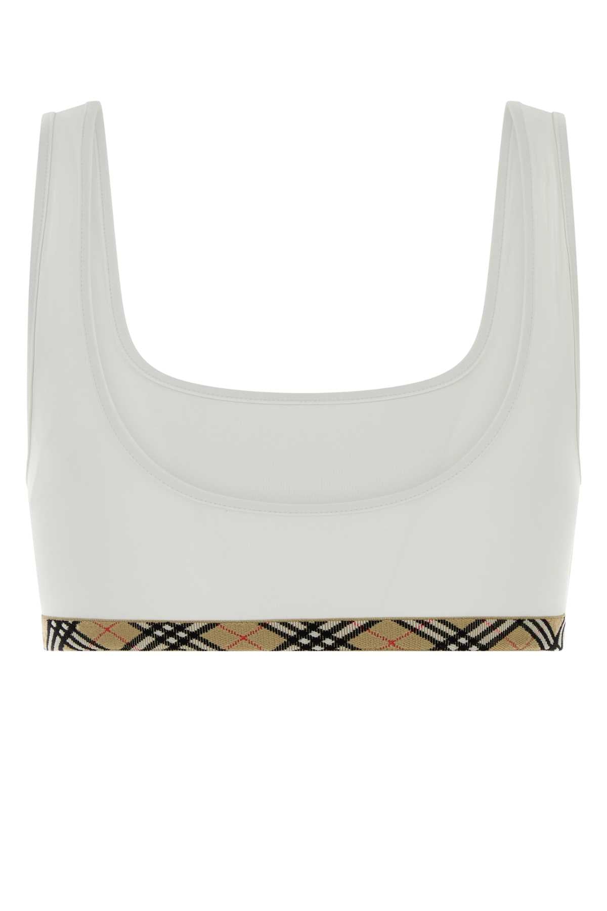 Burberry Women White Stretch Nylon Bikini Top BURBERRY