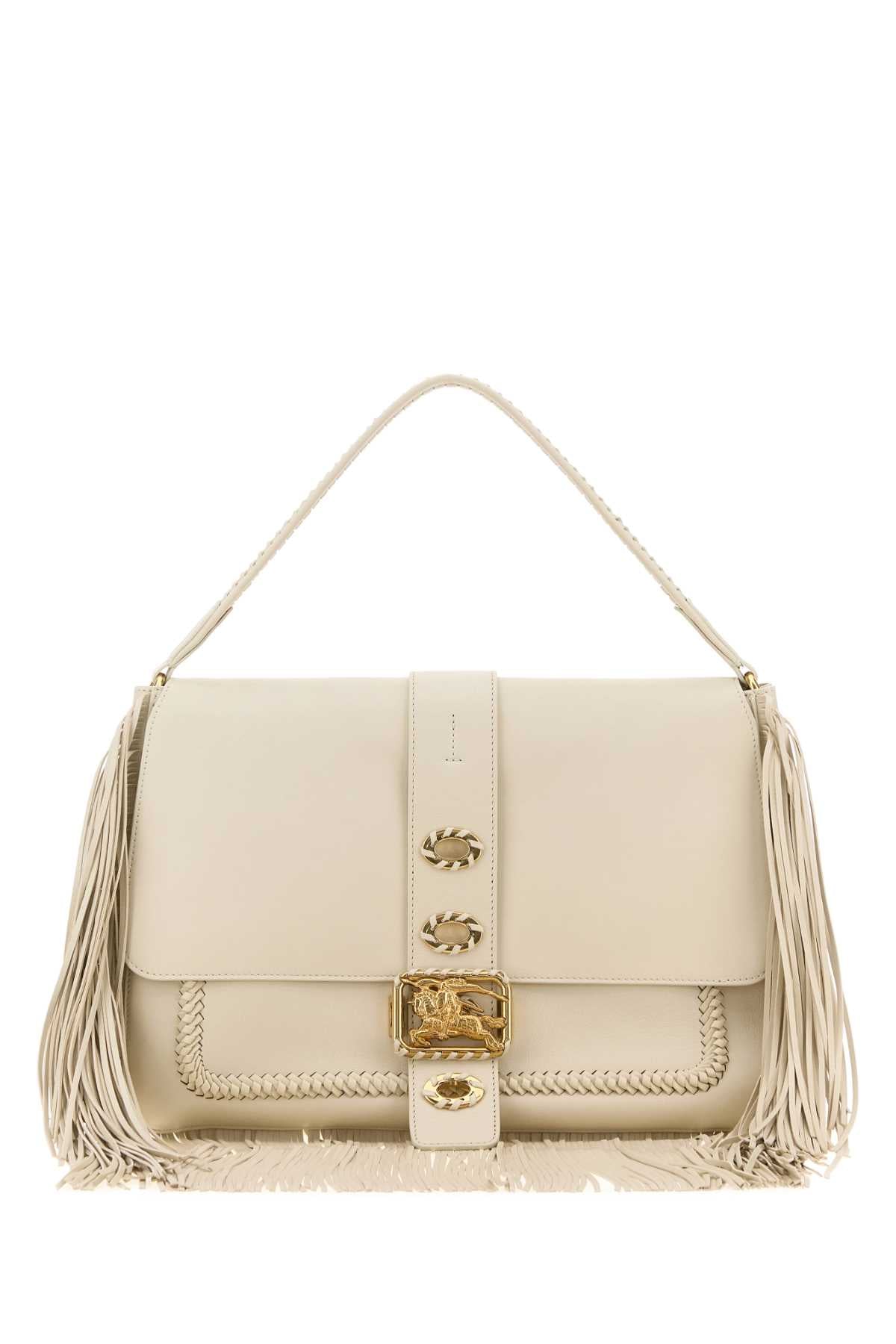 Burberry Women Ivory Leather Medium Rider Shoulder Bag BURBERRY