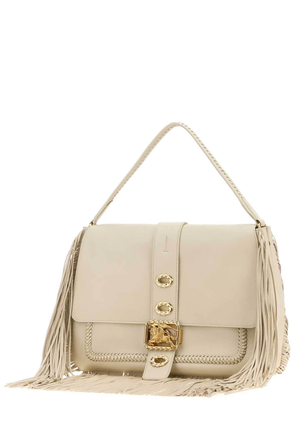 Burberry Women Ivory Leather Medium Rider Shoulder Bag BURBERRY