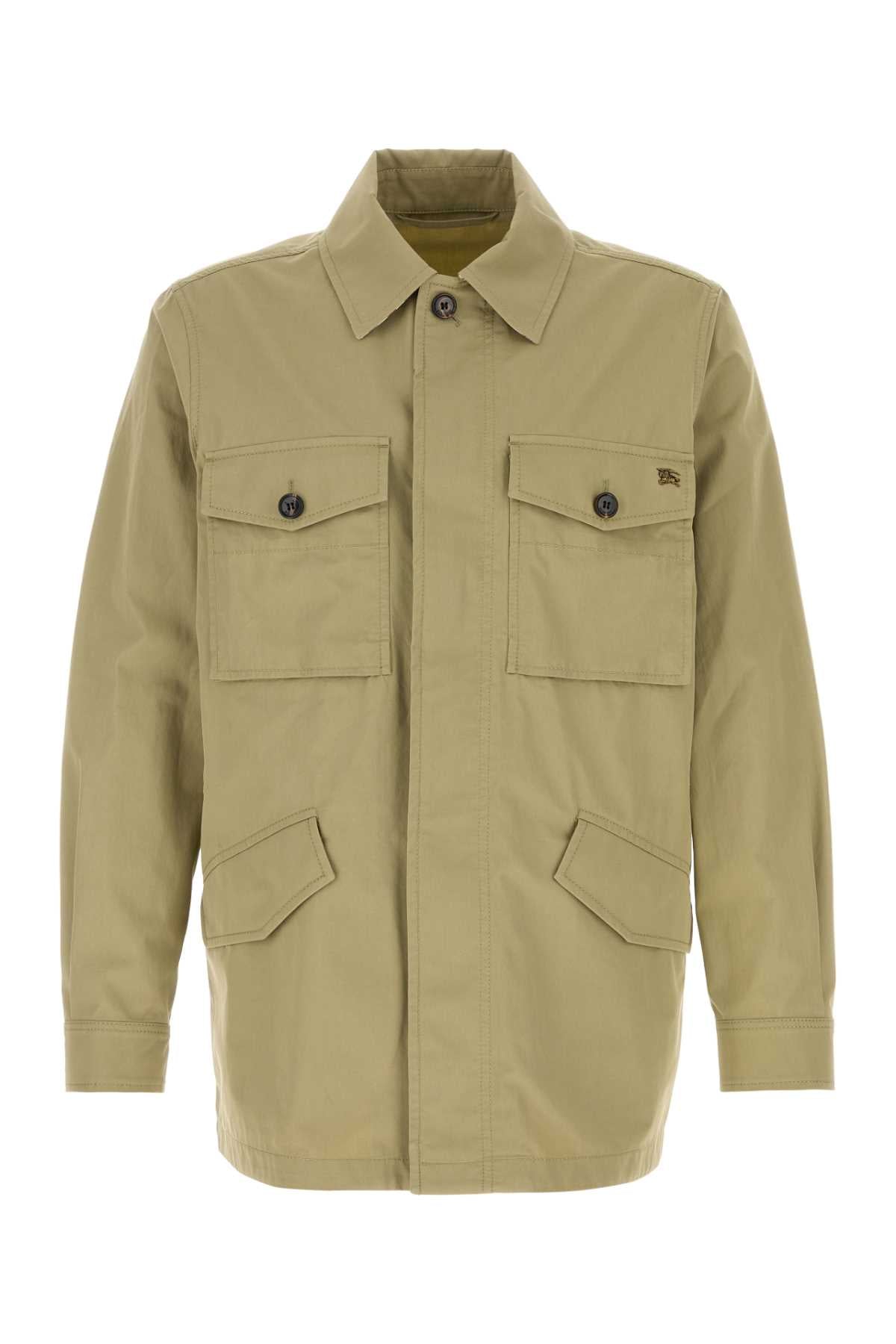 Burberry Men Sage Green Cotton Bradmore Overcoat BURBERRY