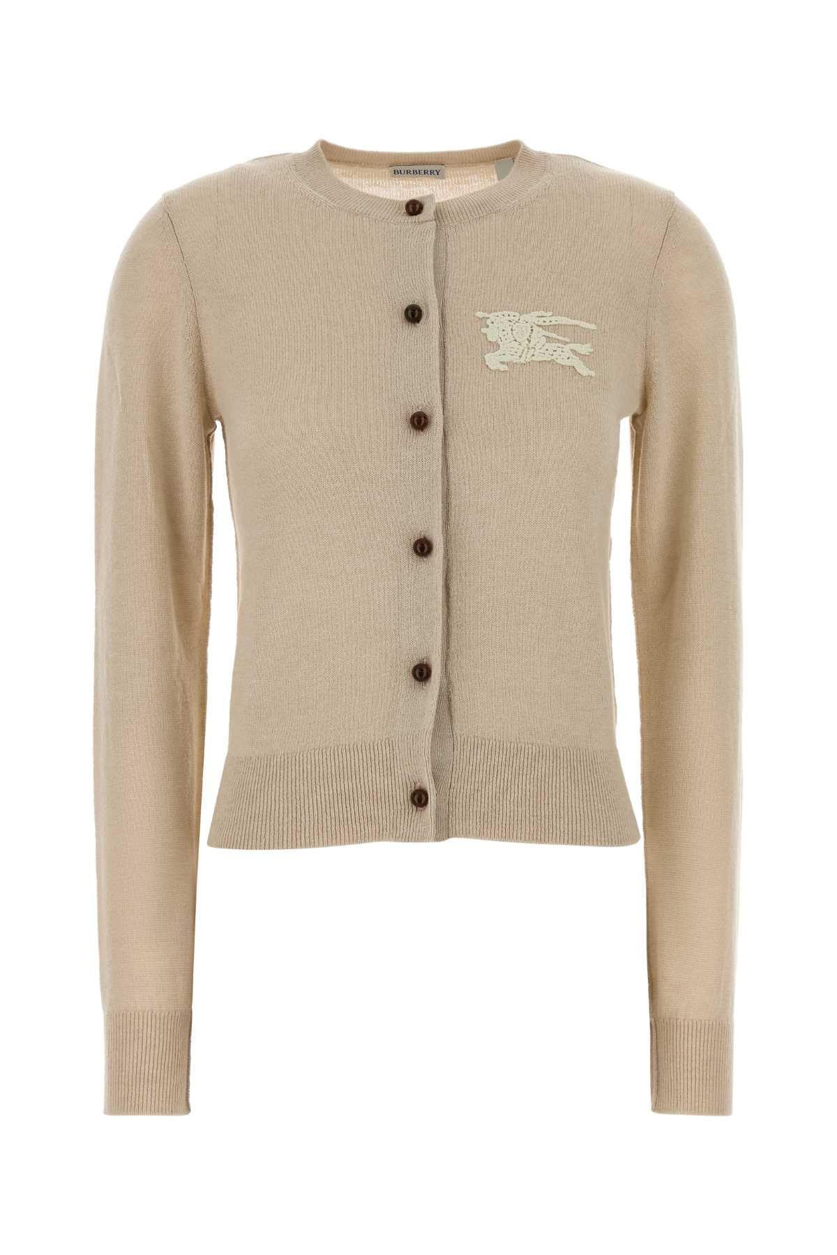 Burberry Women Beige Cotton And Wool Cardigan BURBERRY