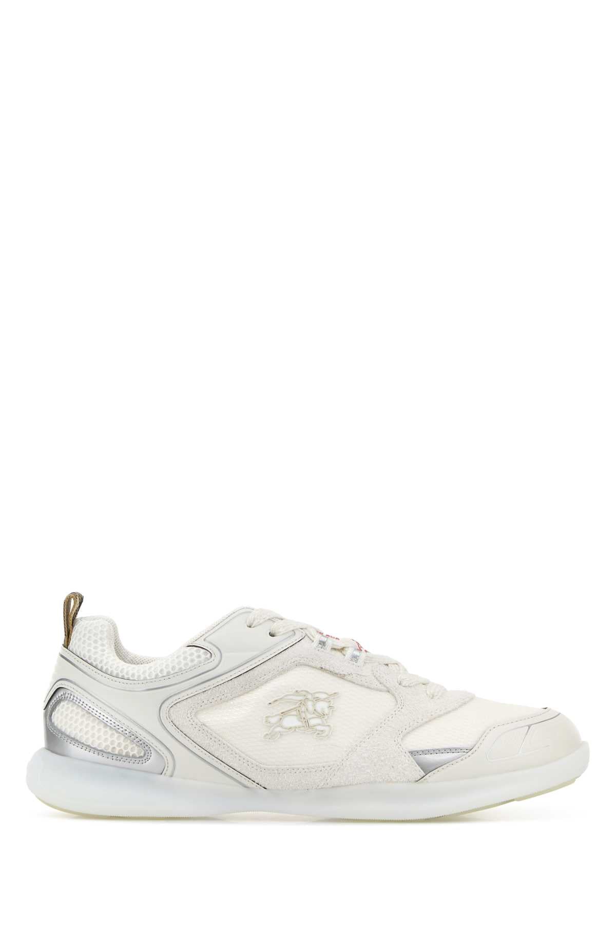 Burberry Men White Fabric And Leather Sneakers BURBERRY
